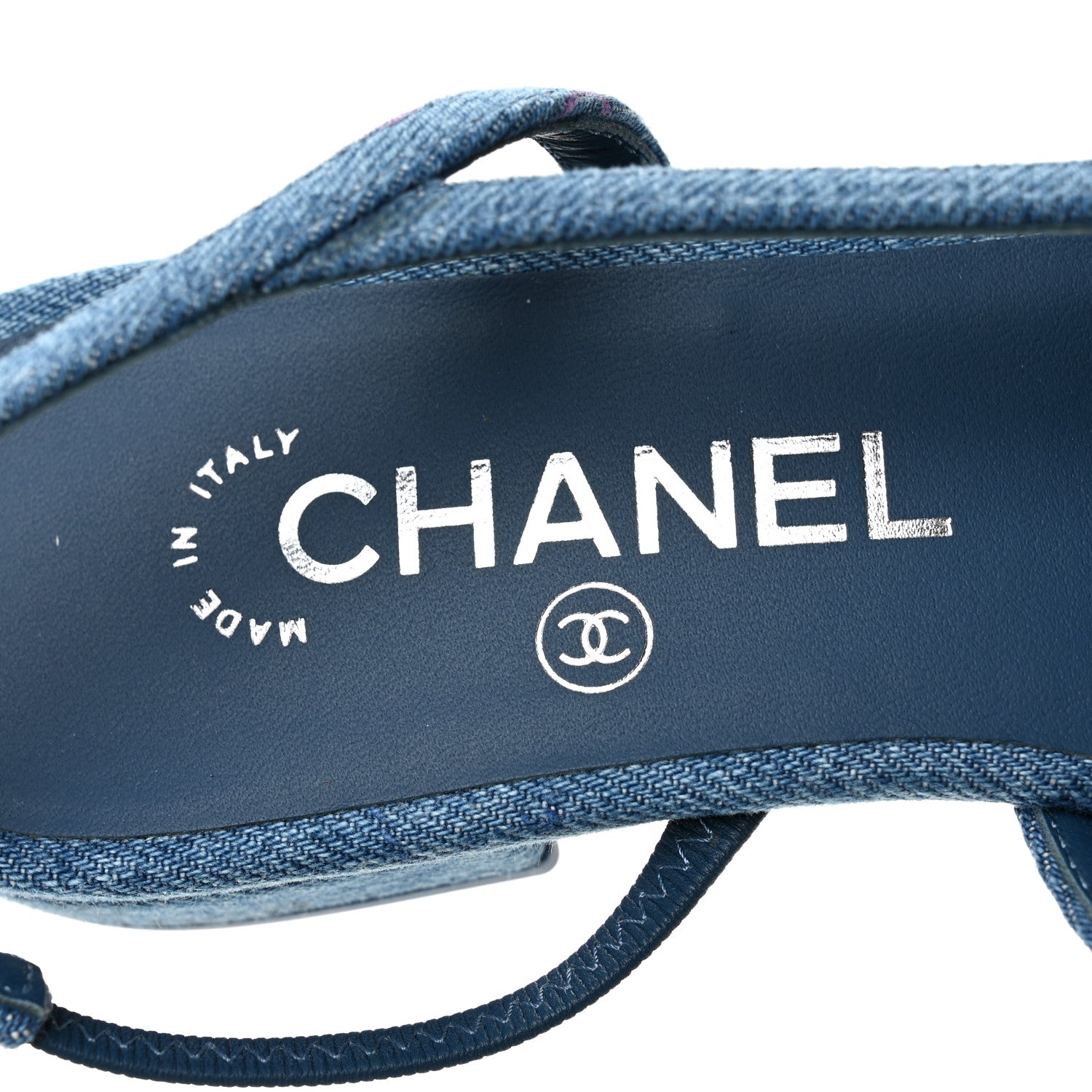 Denim Printed Denim Mood Cap Toe CC Slingback Flats 37 Light Blue Multicolor