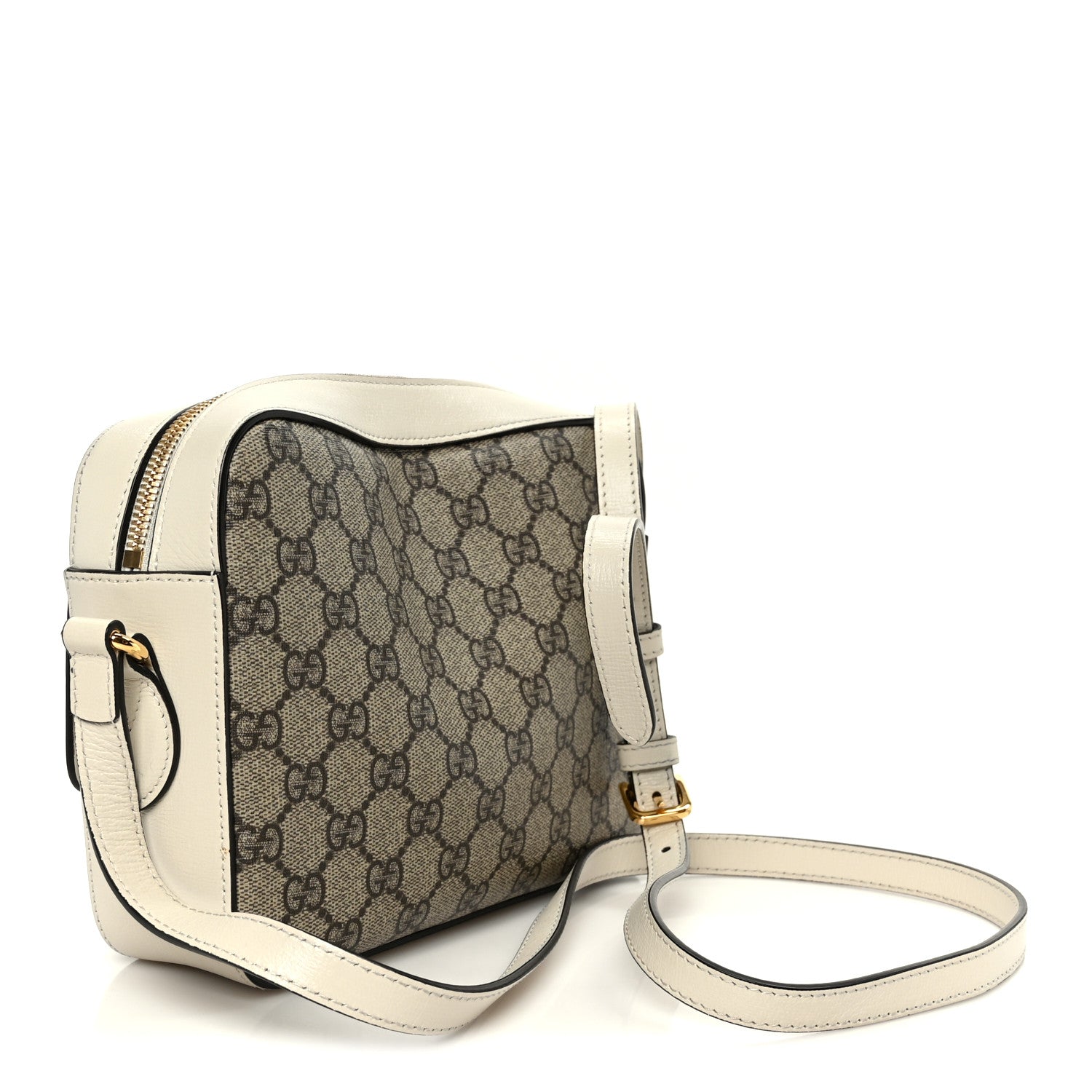 GG Supreme Monogram Small Horsebit 1955 Shoulder Bag Beige Mystic White