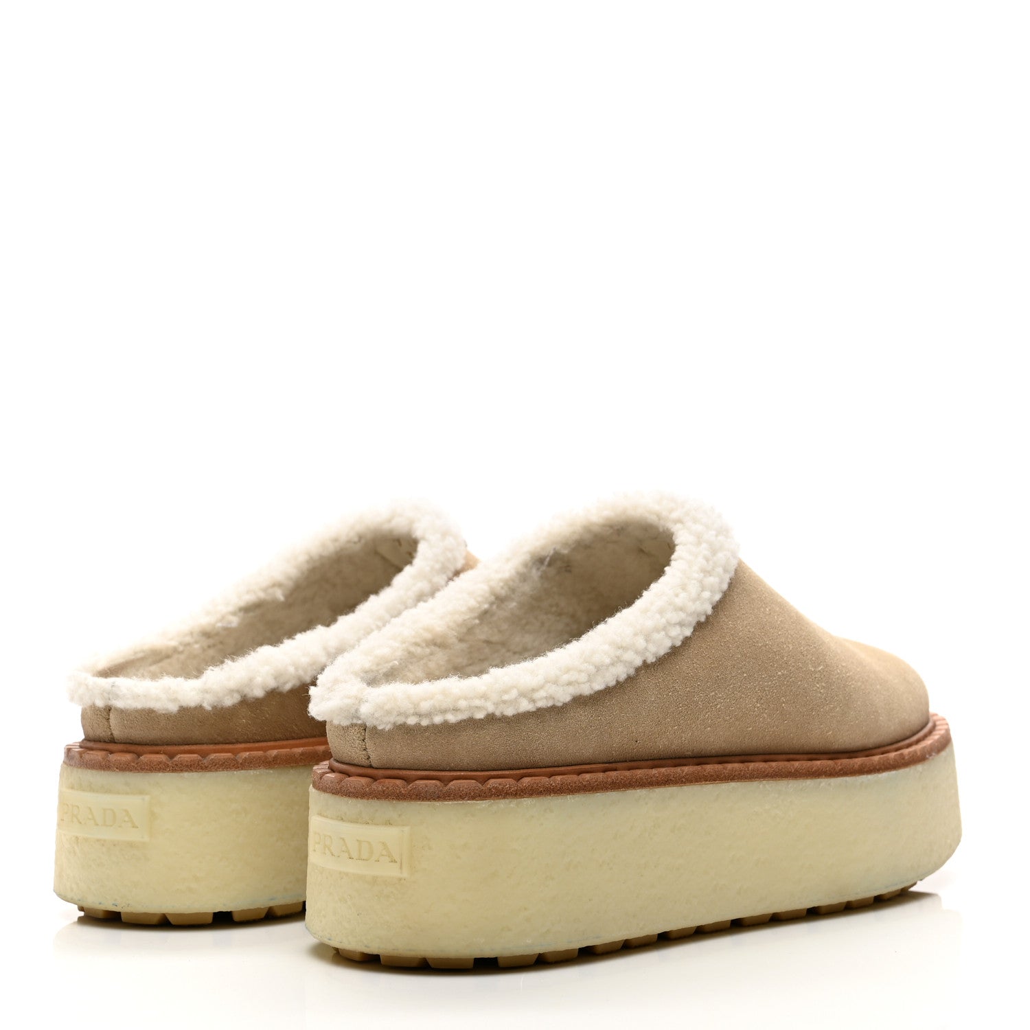 Shearling Suede Scamosciato Evolve Mules 36.5 Ecru