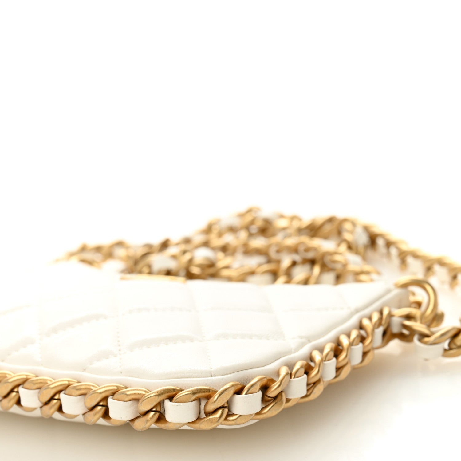 Lambskin Quilted Chain Around Top Handle Mini Bag White