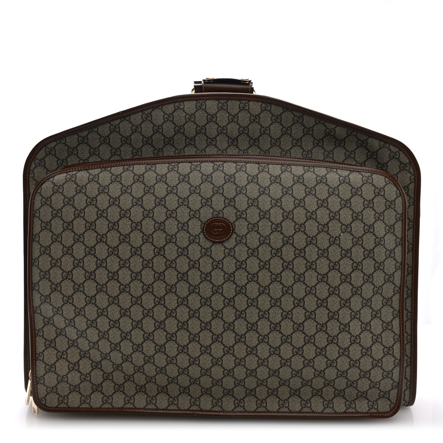 GG Supreme Monogram Azalea Calfskin Retro Interlocking G Hanger Garment Bag Beige Ebony Brown Sugar