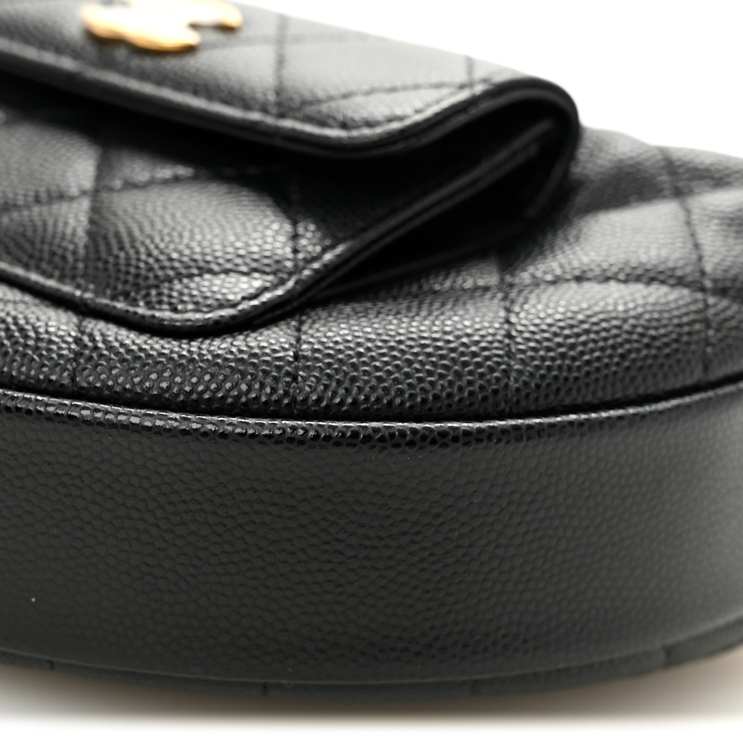 Caviar Quilted Polly Pocket Pouch Hobo Black