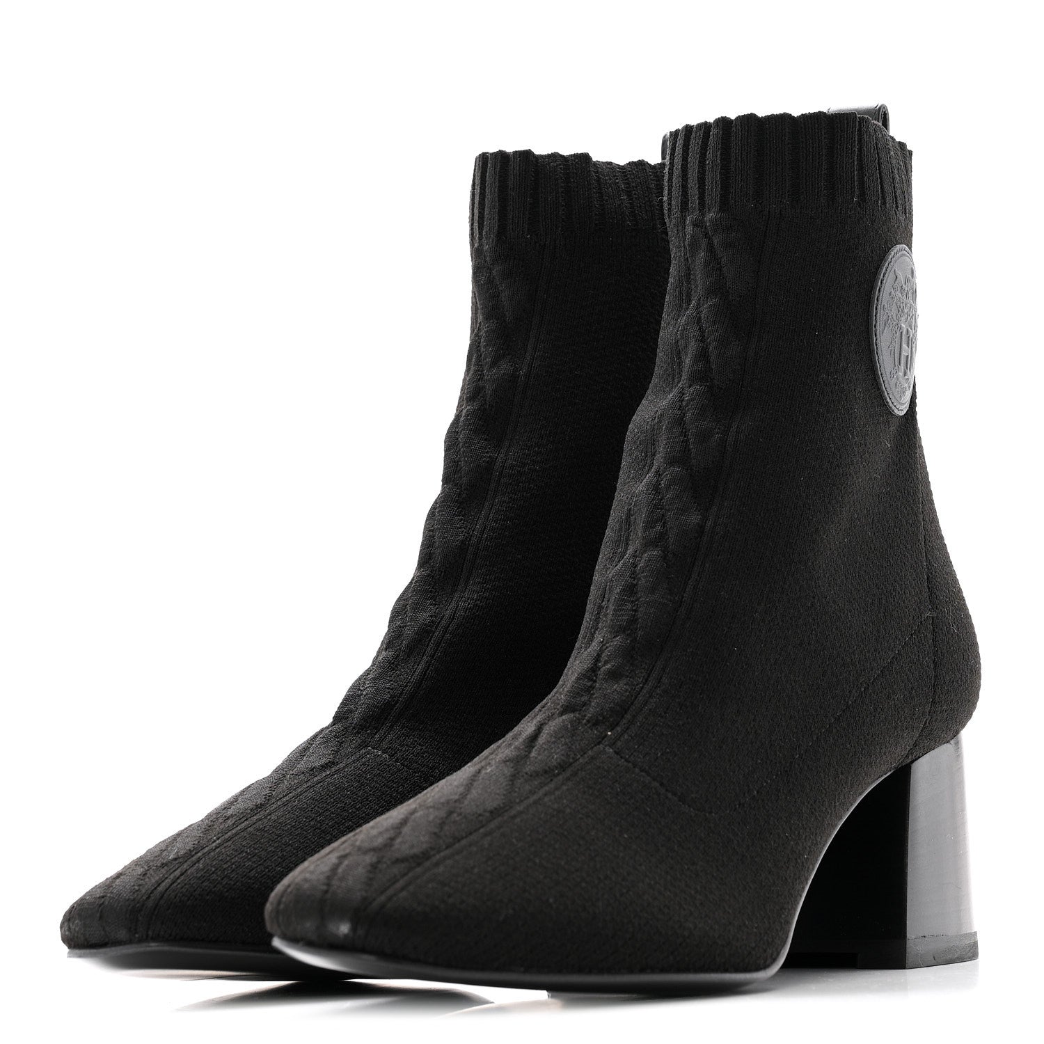 Knit Calfskin Volver 60 Ankle Boots 37 Black