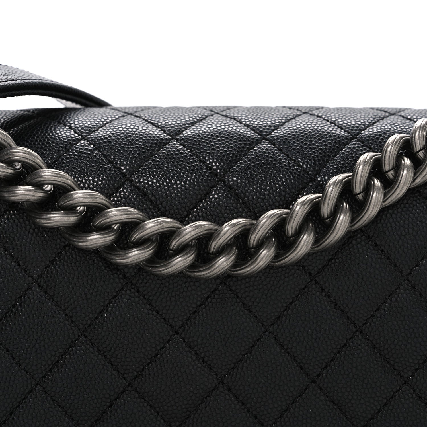 Iridescent Caviar Quilted Medium Boy Flap Black