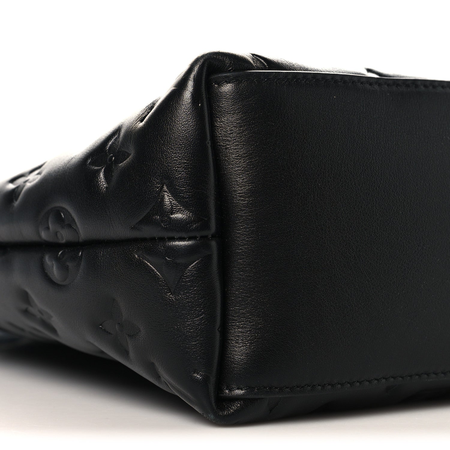Lambskin Embossed Monogram Coussin Hobo MM Black