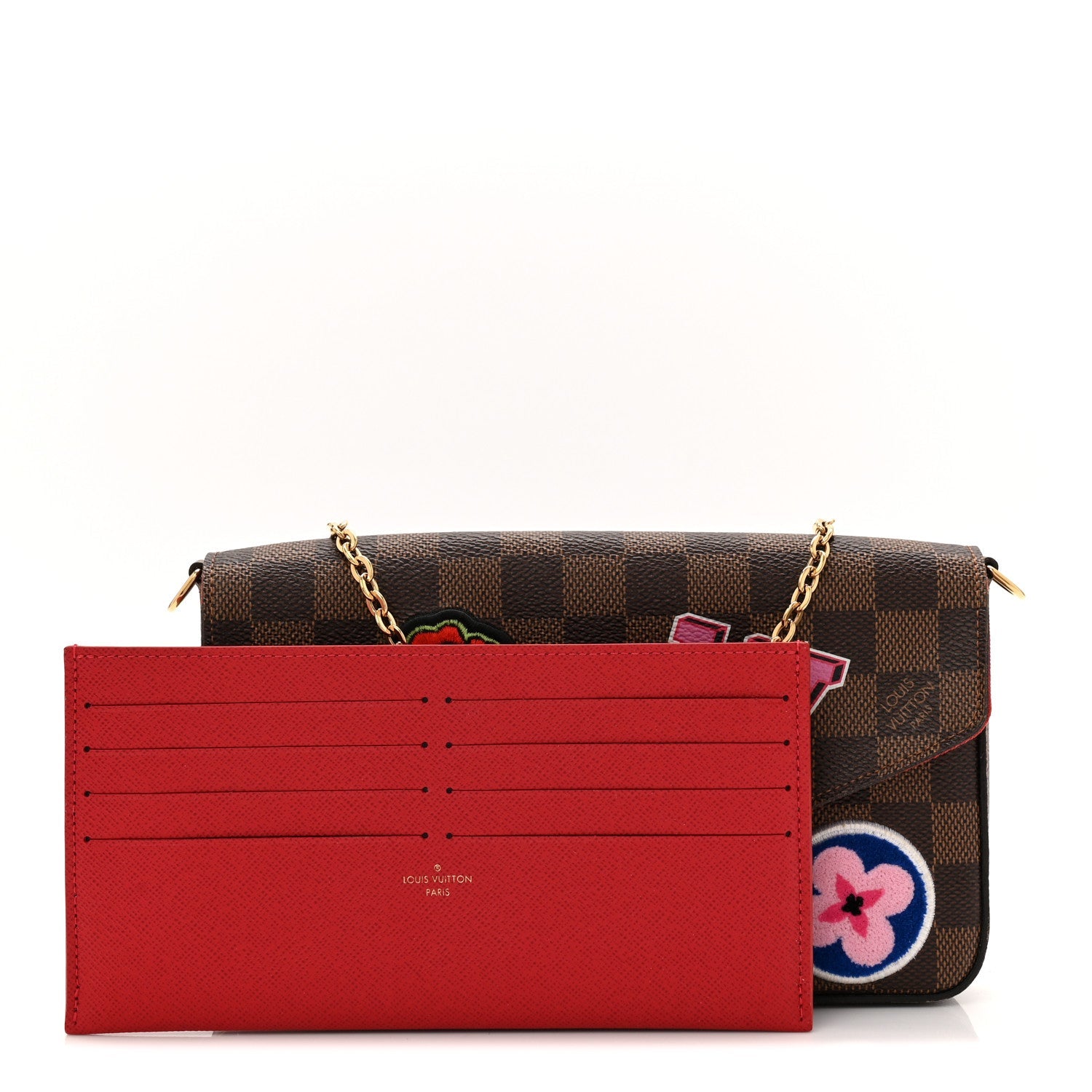 Damier Ebene My LV World Tour Pochette Felicie Chain Wallet Coquelicot