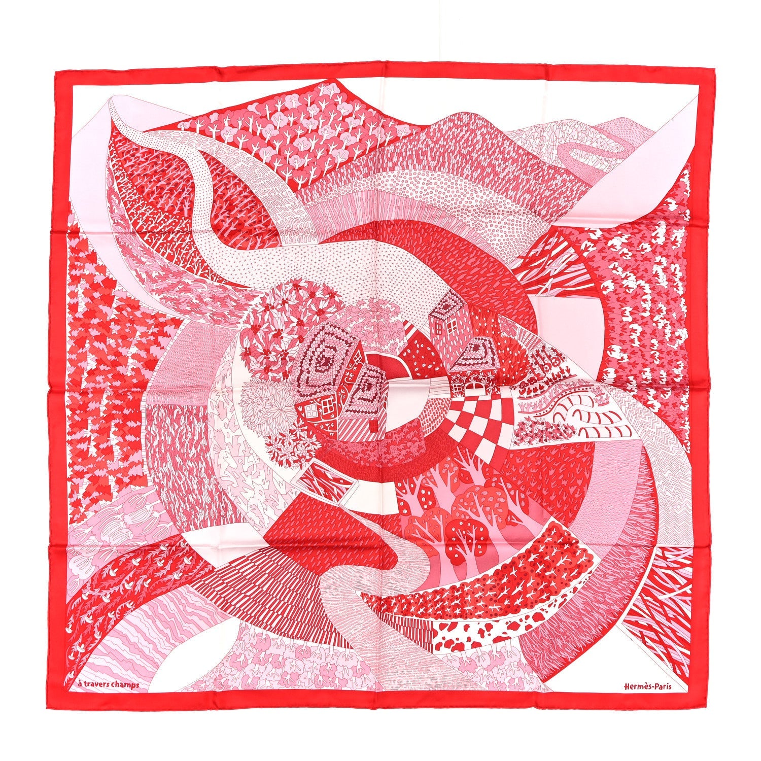 Silk A Travers Champs Scarf 90 Rouge Rose Multicolor