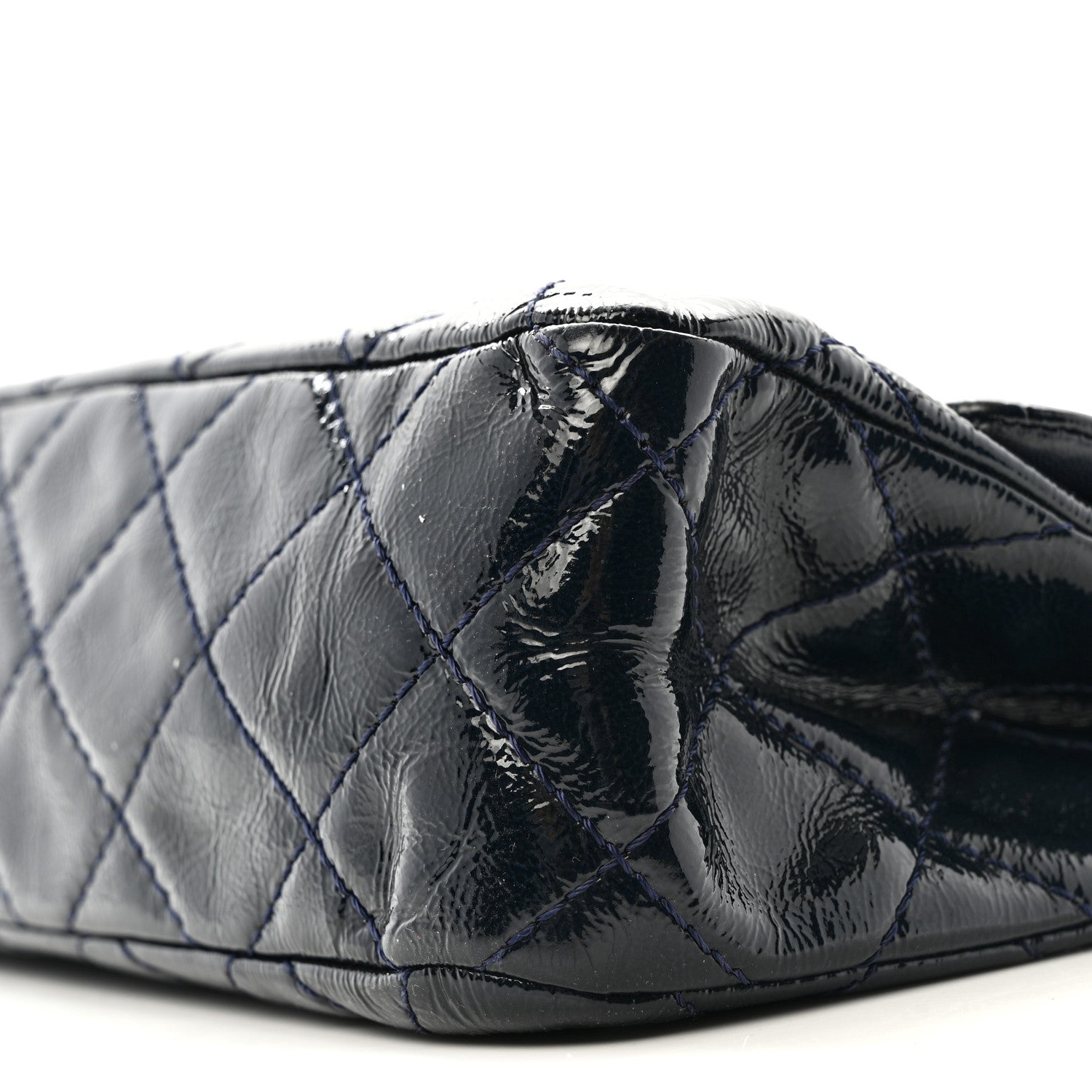 Distressed Patent Quilted 2.55 Reissue 227 Flap Navy