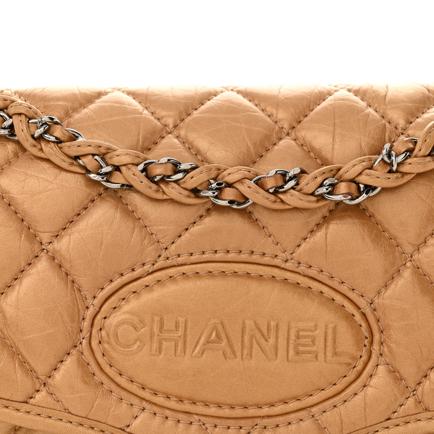Aged Calfskin Vintage Ligne Flap Gold