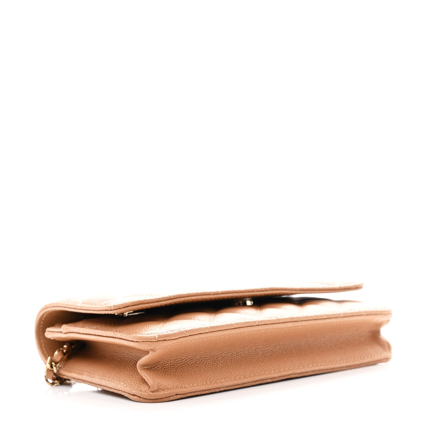 Caviar Quilted Wallet on Chain WOC Dark Beige