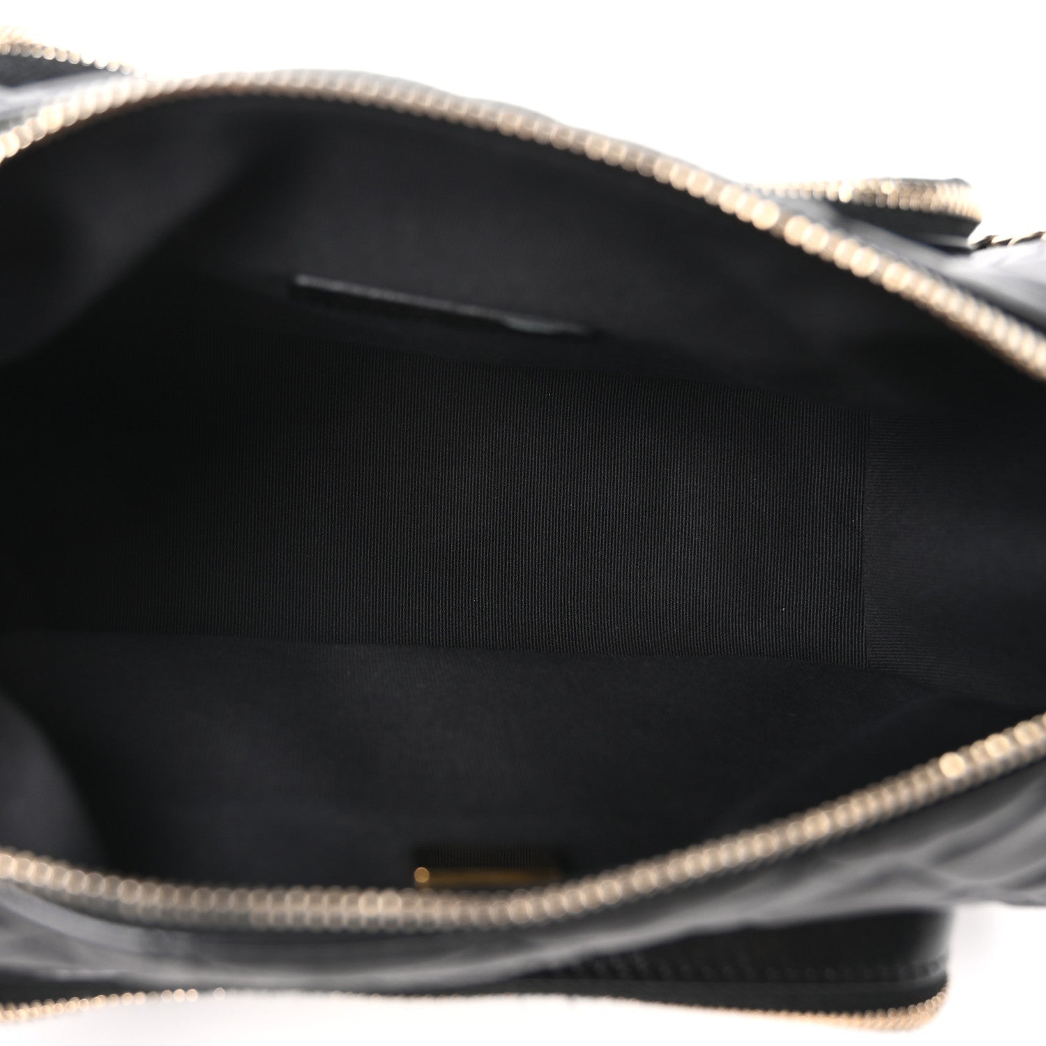Shiny Crumpled Lambskin Quilted Medium Preppy Pocket Camera Case Black