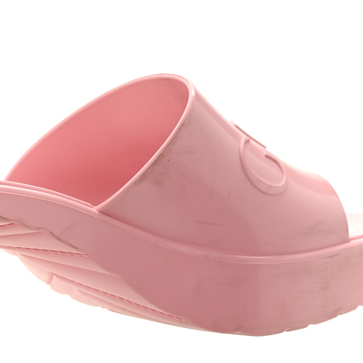 Rubber Gucci Logo Womens Platform 20/60mm Slide Sandals 41 Wild Rose