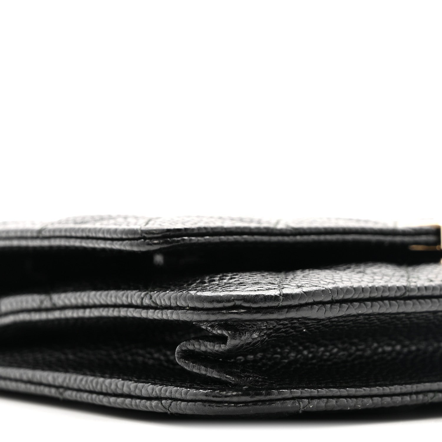 Caviar Quilted Golden Class Wallet On Chain WOC Black