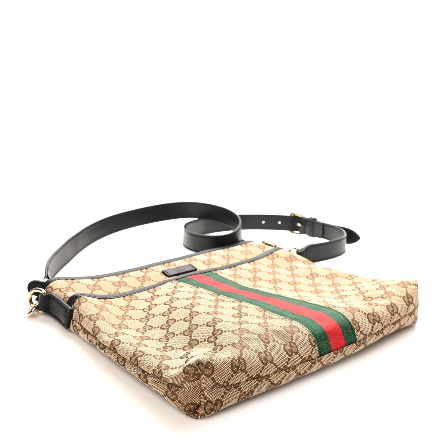 GG Monogram Web Flat Messenger Bag Black