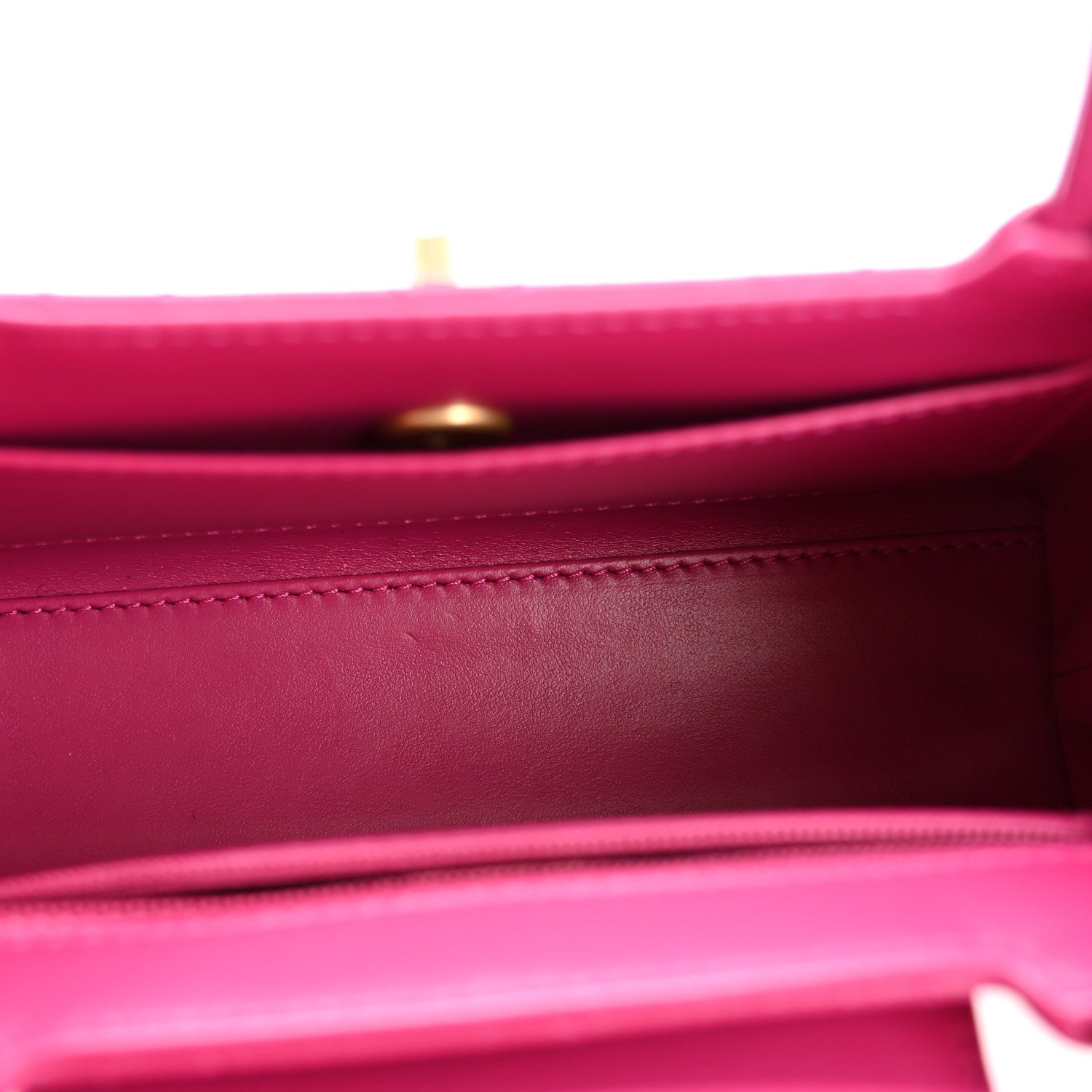Shiny Aged Calfskin Quilted Nano Kelly Shopper Dark Pink