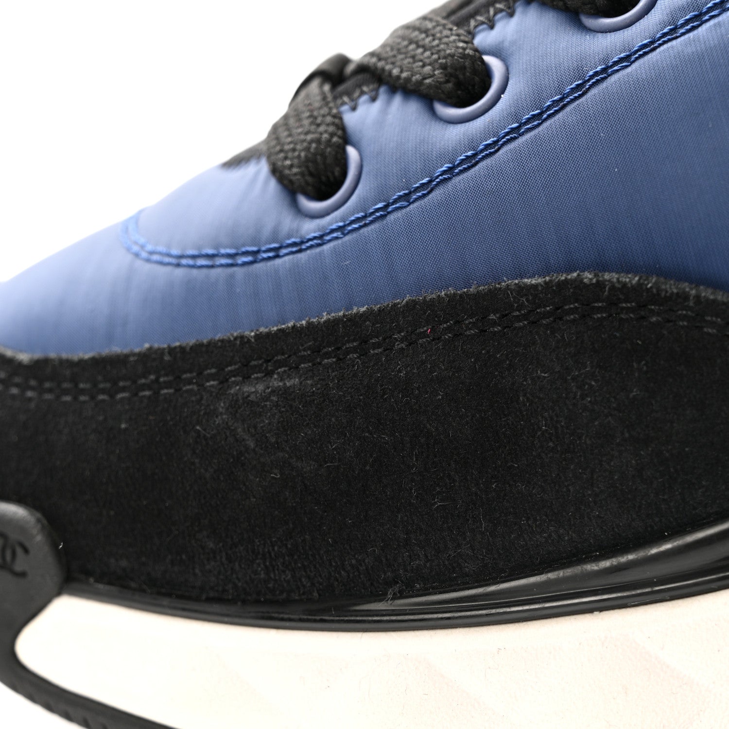 Nylon Suede Calfskin Womens Logo Sneakers 41 Dark Navy Blue