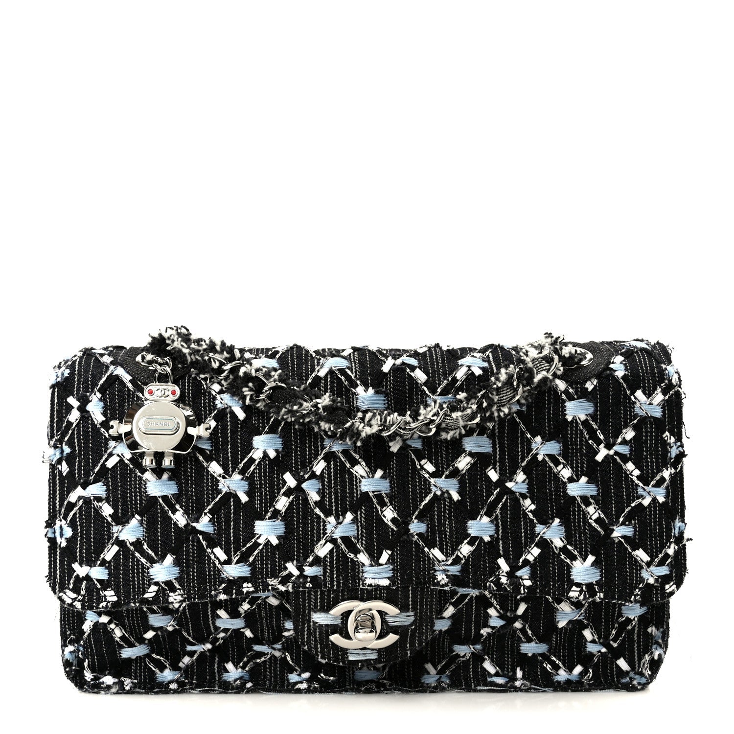 Denim Woven Medium Flap Light Blue