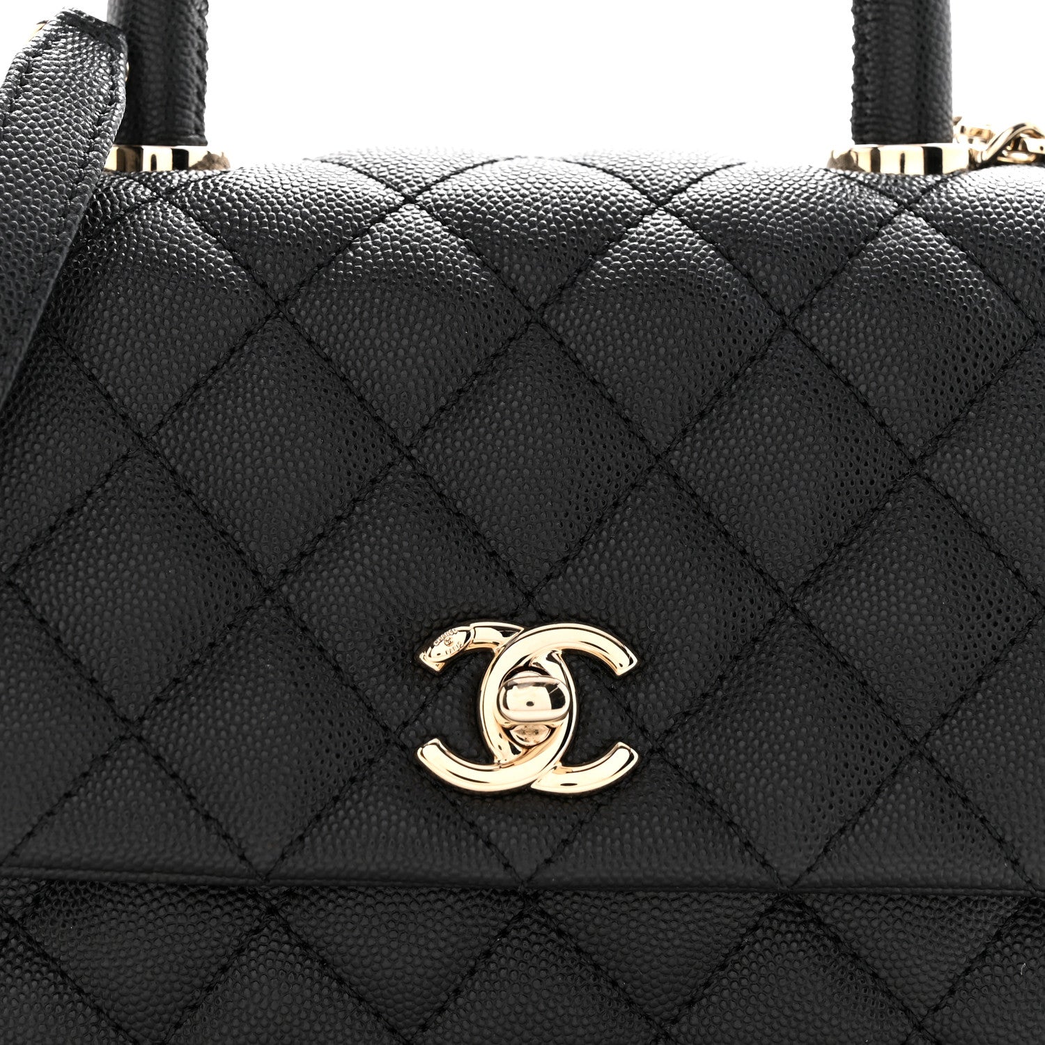 Caviar Quilted Mini Coco Handle Flap Black