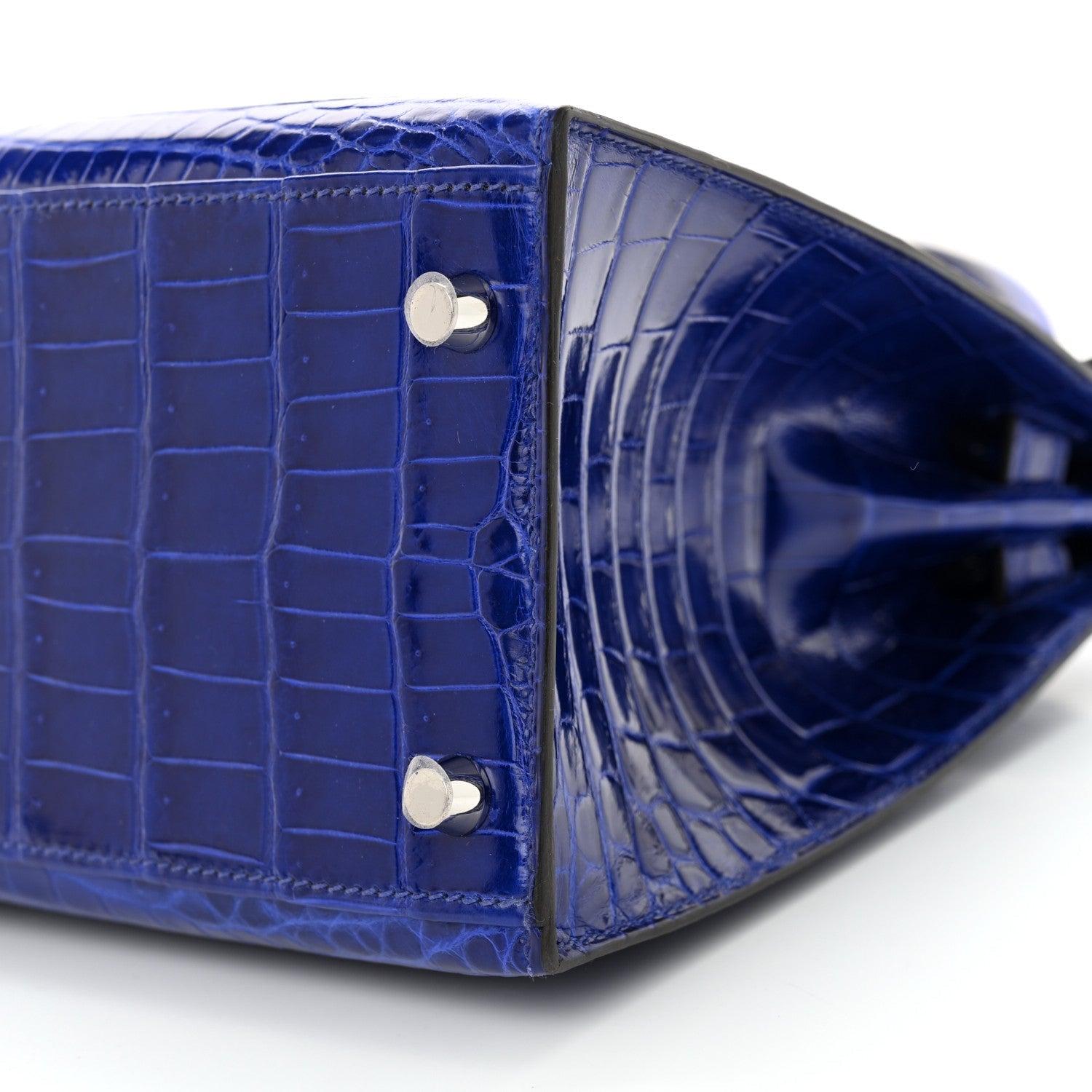 Shiny Niloticus Crocodile Kelly Sellier 28 Bleu Electrique