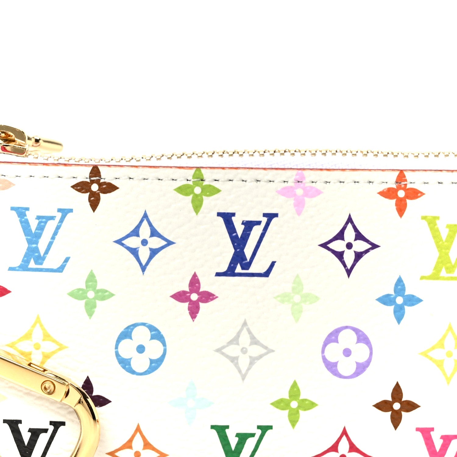 LV X TM Monogram Multicolor Key Pouch White