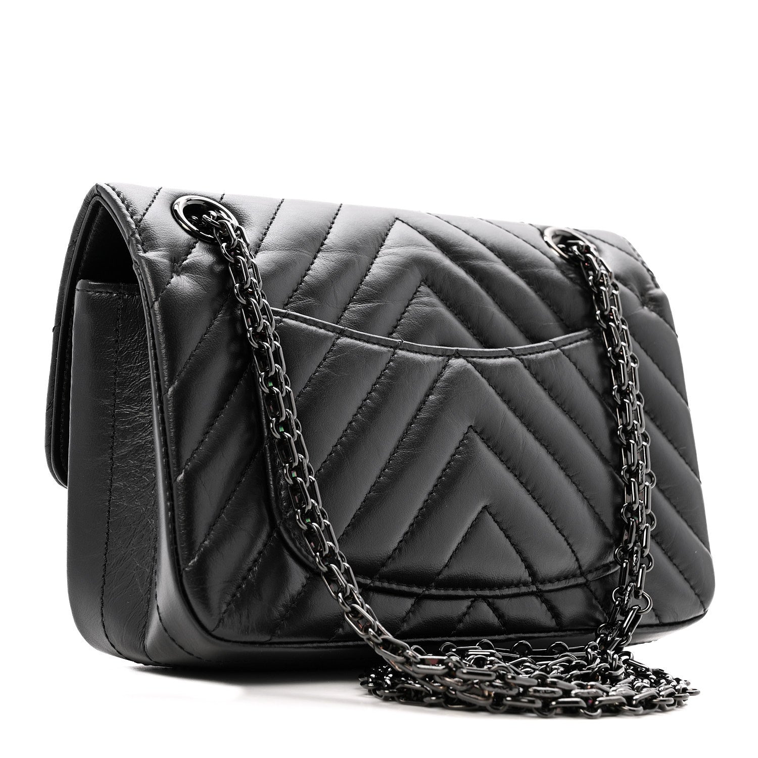 Aged Calfskin Quilted 2.55 Reissue Mini Flap So Black