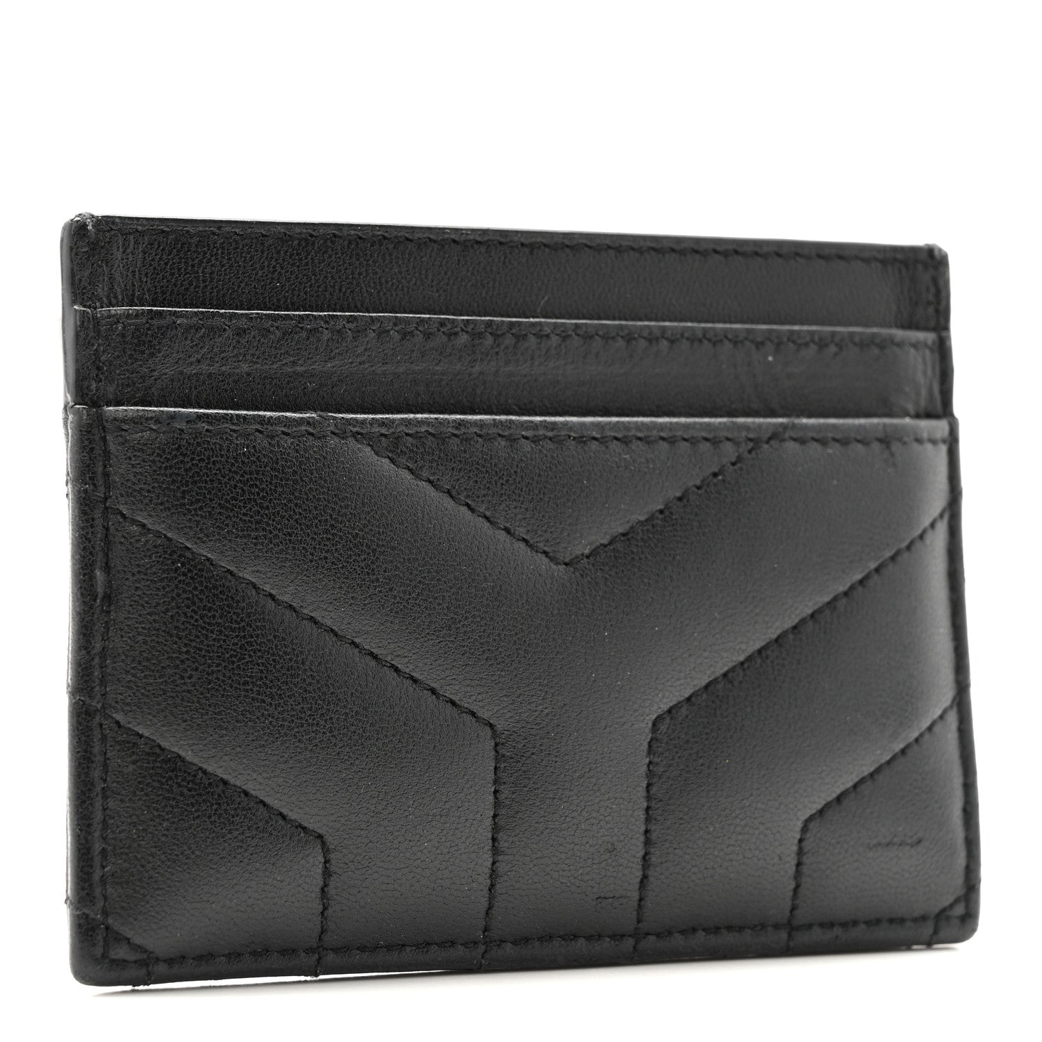 Calfskin Y Quilted Monogram LouLou Credit Card Case Black
