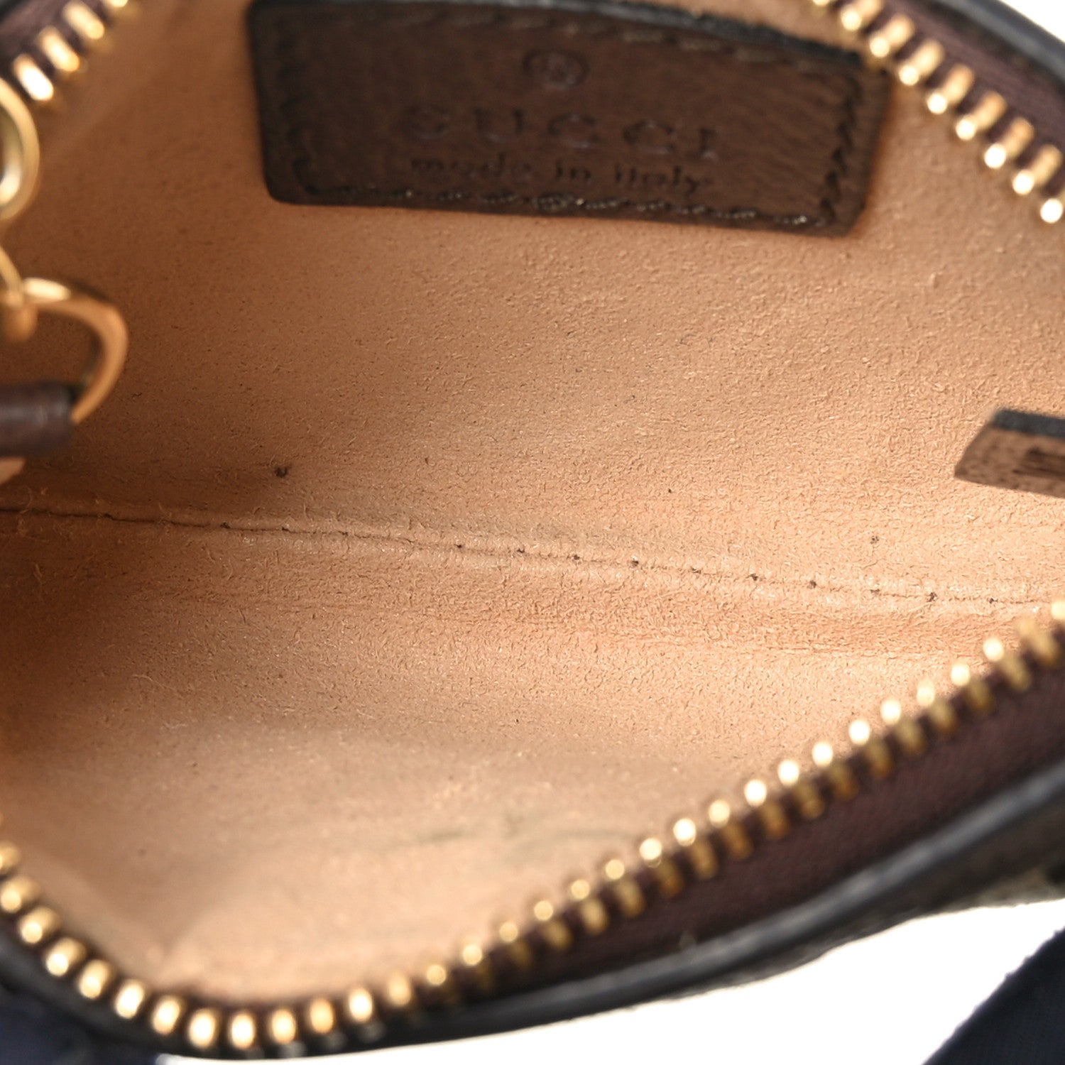 Monogram Jumbo GG Textured Dollar Calfskin Ophidia Key Case Camel Ebony New Acero