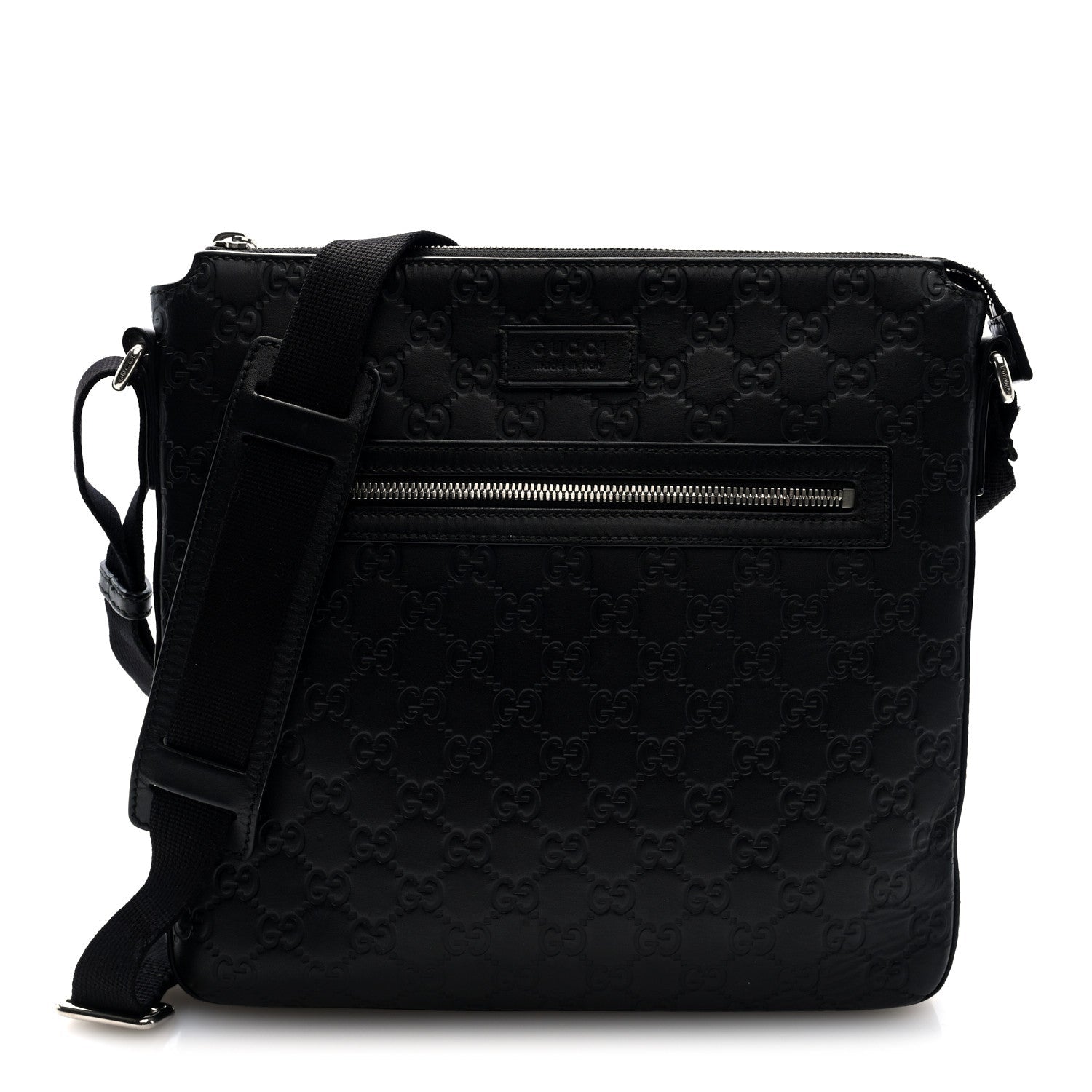 Guccissima Signature Medium Flat Messenger Bag Black