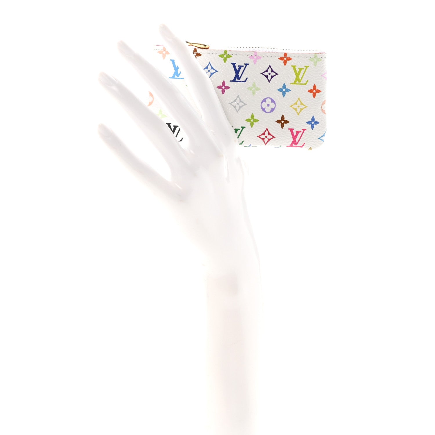 LV X TM Monogram Multicolor Key Pouch White