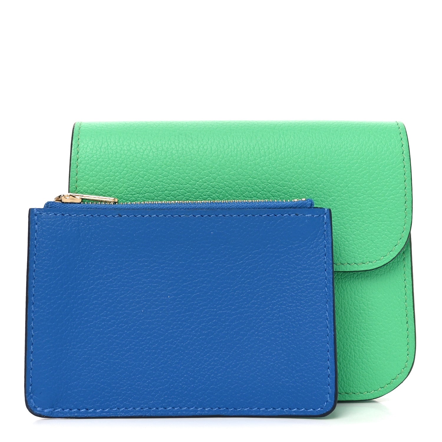 Evercolor Bi-Color Constance Slim Wallet Vert Comics Bleu Zellige