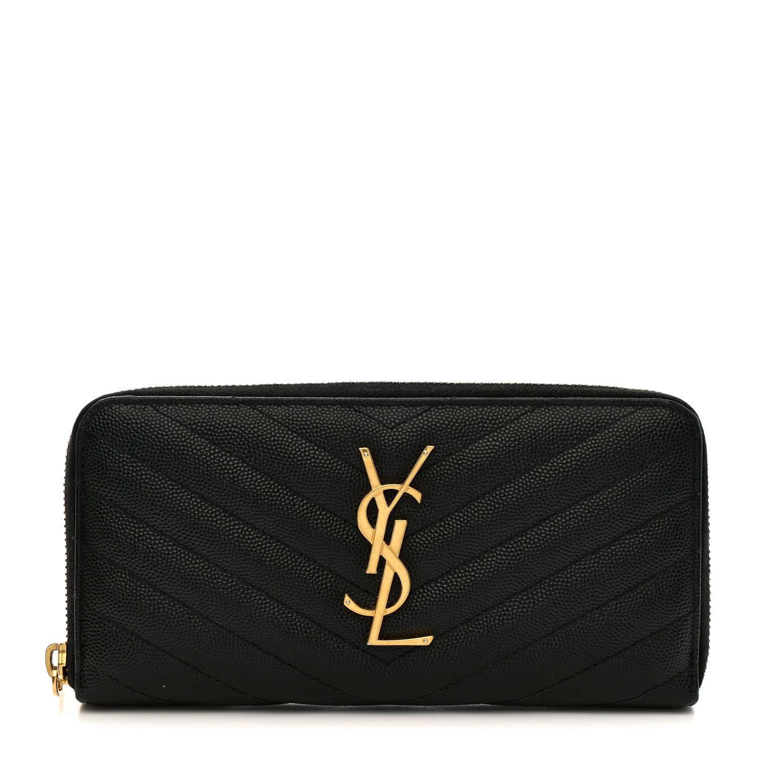 Grain De Poudre Matelasse Chevron Monogram Zip Around Wallet Black