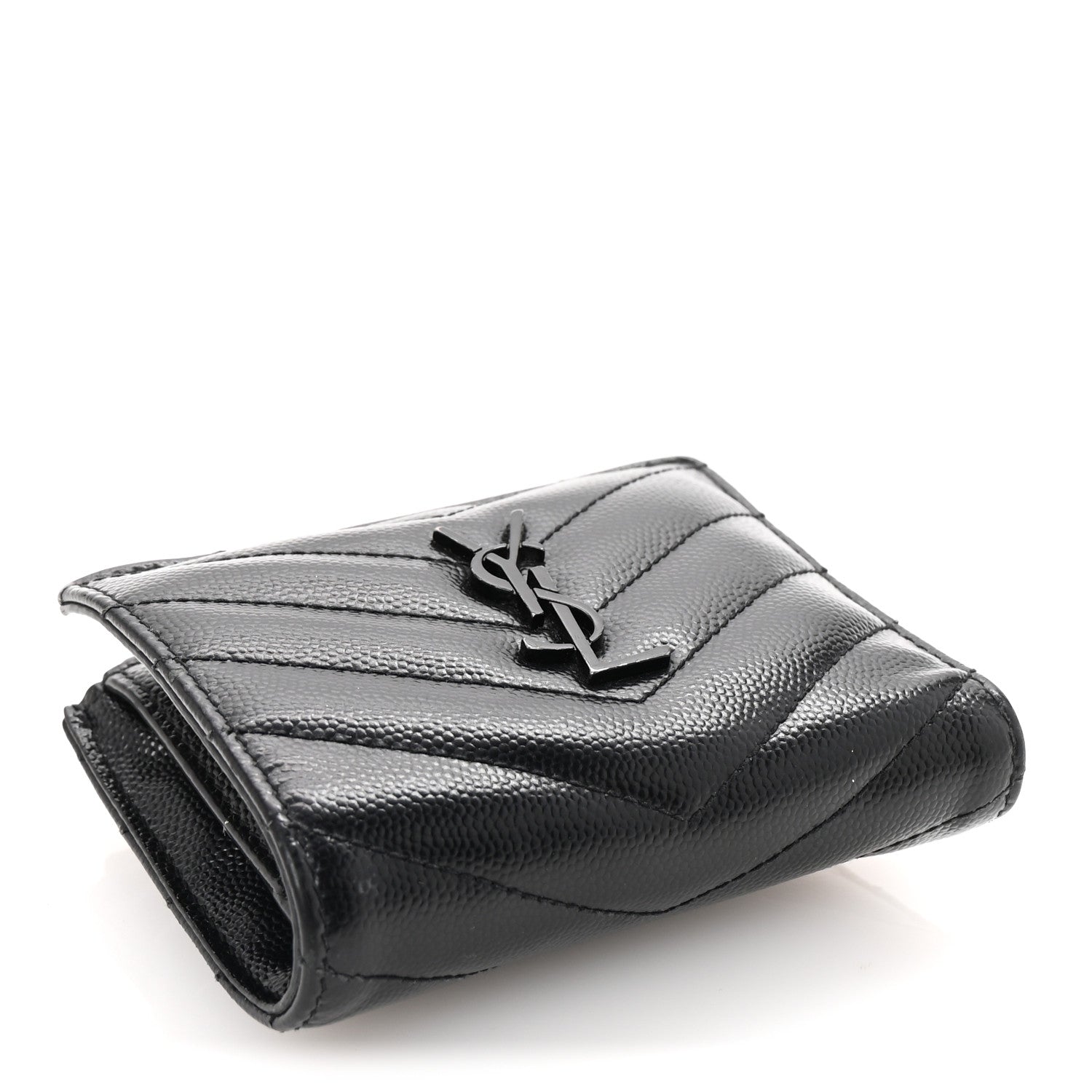 Grain De Poudre Matelasse Chevron Monogram Zipped Card Case Black