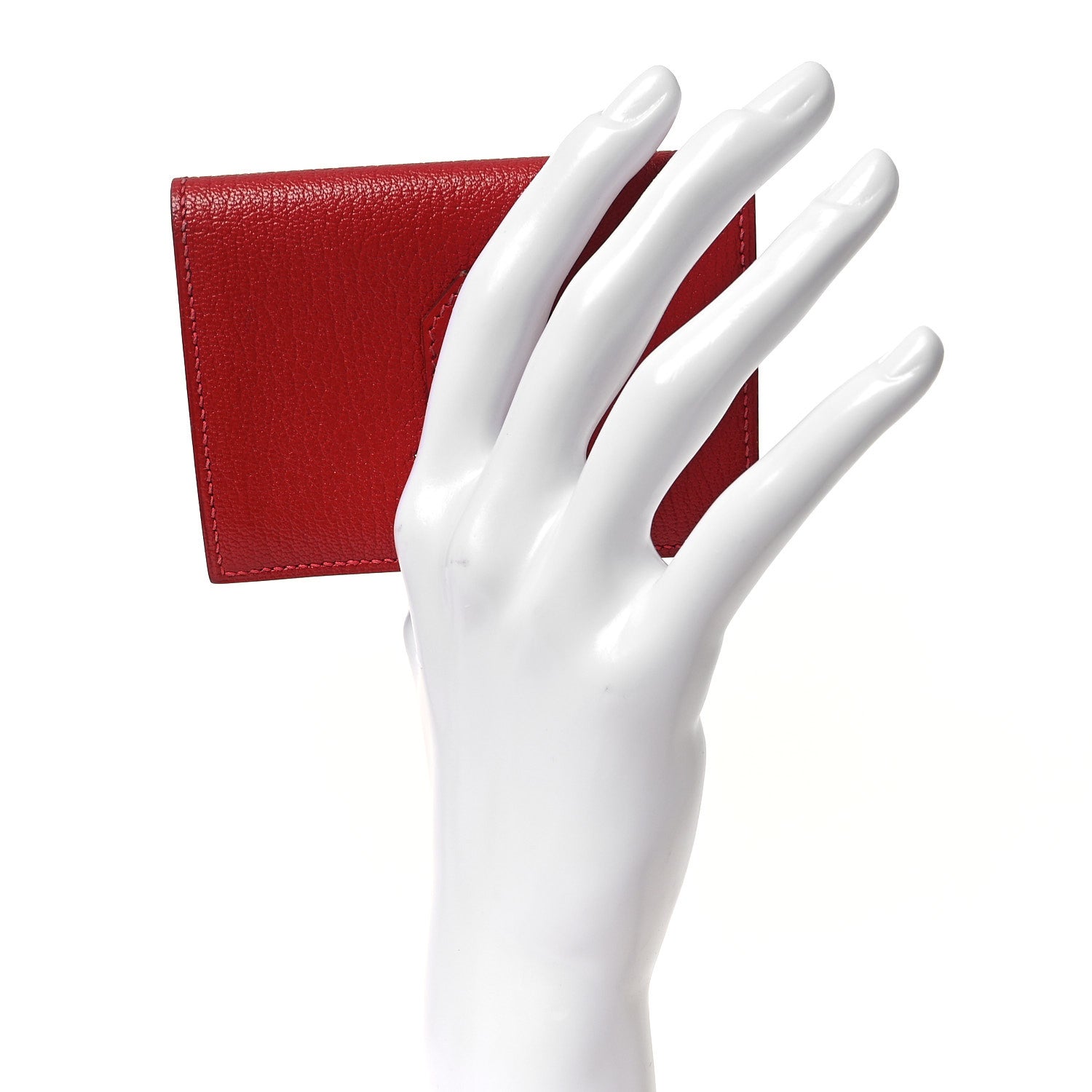 Chevre Mysore Bearn Card Holder Wallet Rouge Casaque