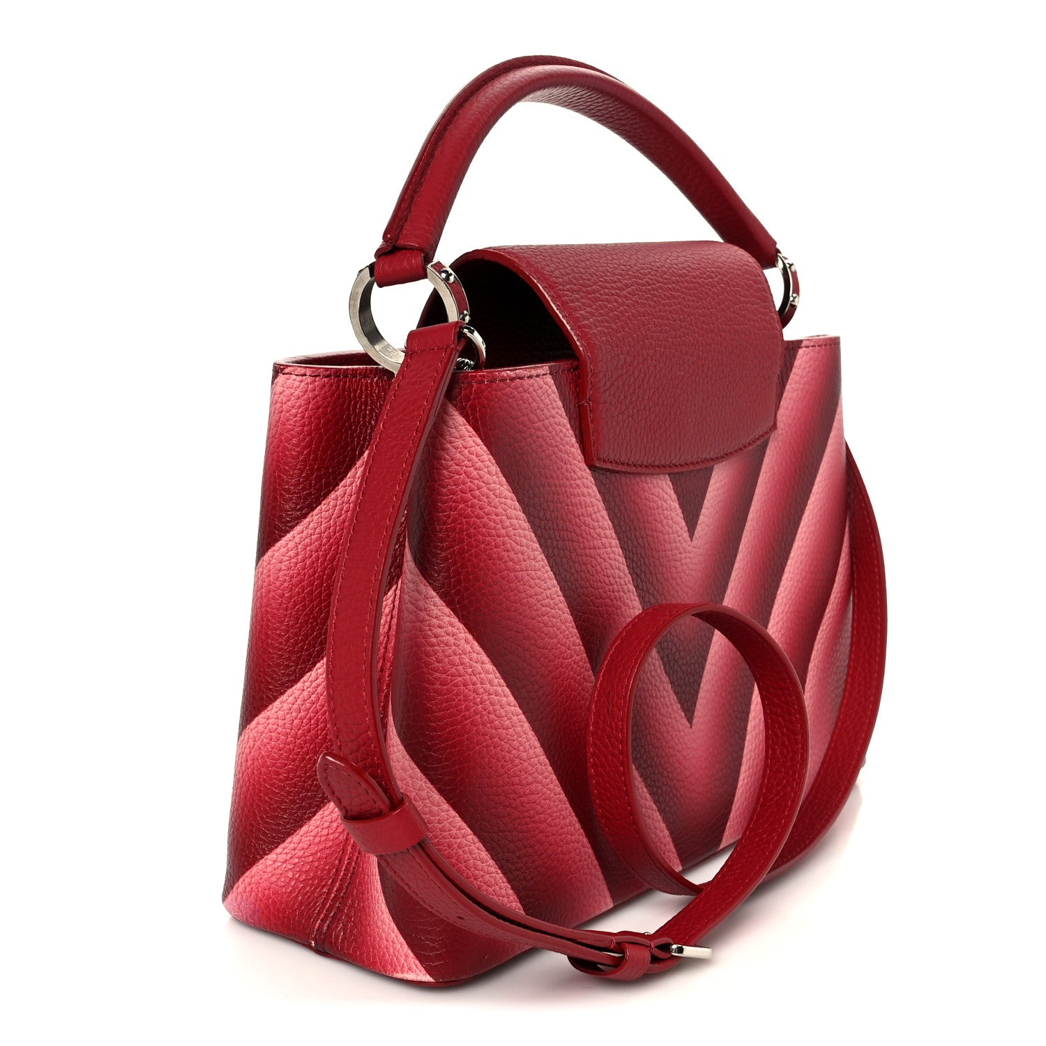 Taurillon Chevron Capucines PM Cherry