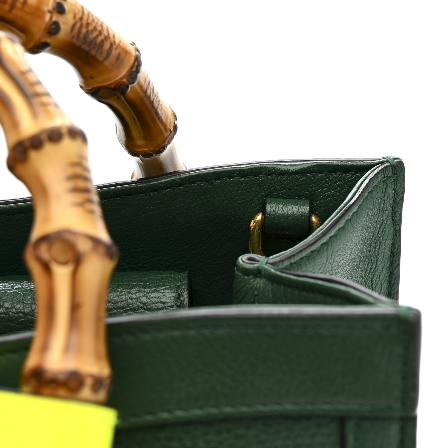 Wonka Grain Calfskin Small Diana Tote Bag Green Yellow Fluo