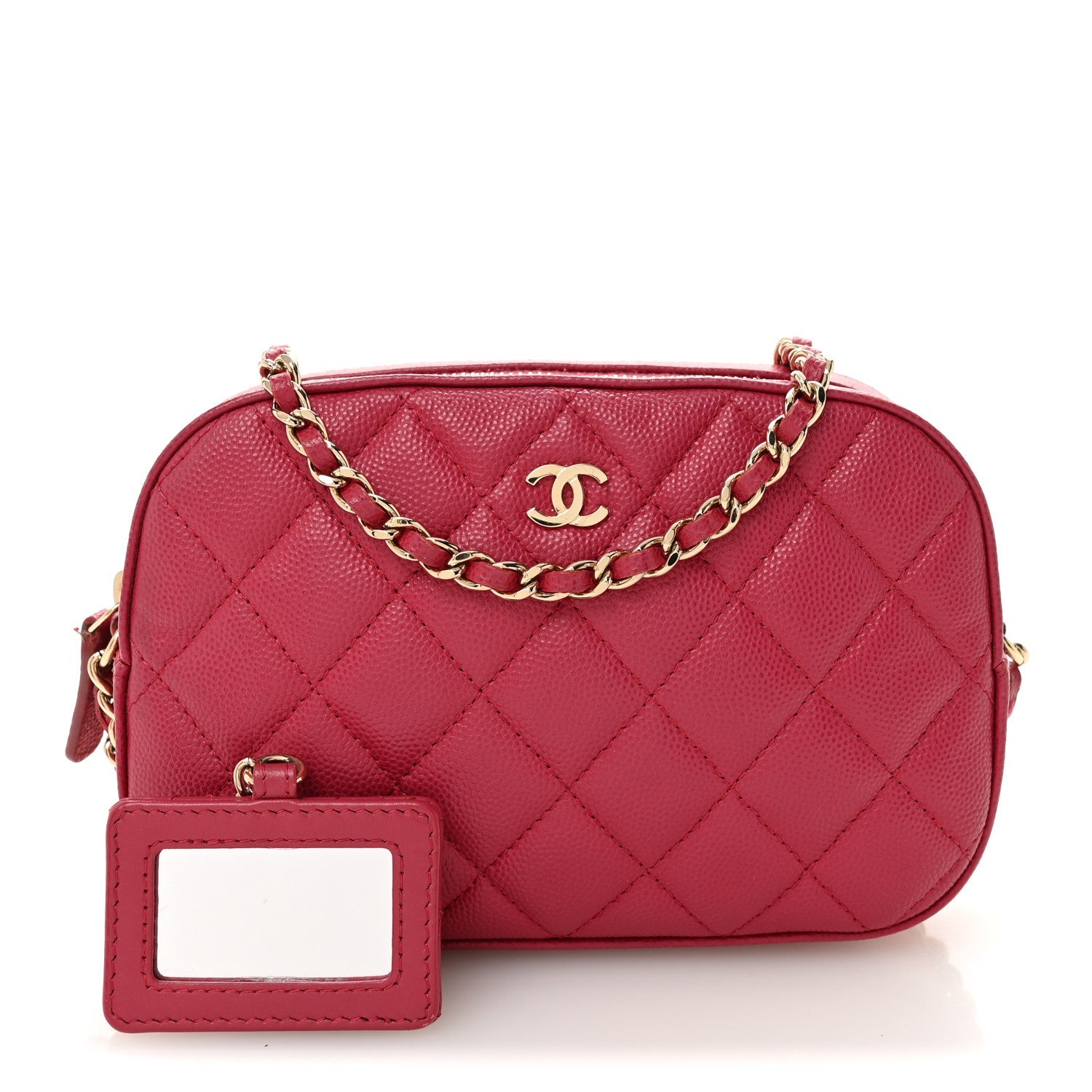 Caviar Quilted Camera Case Dark Pink