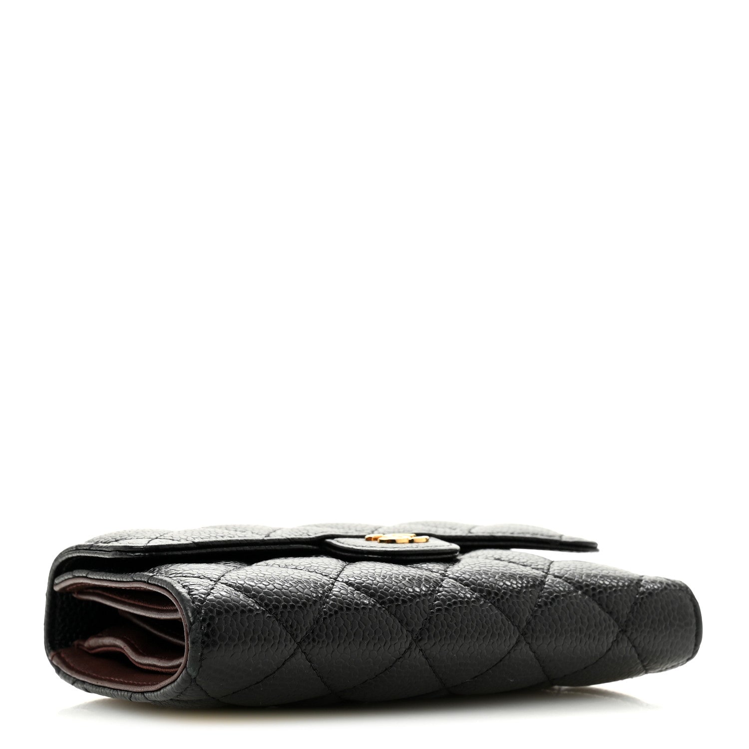 Caviar Quilted Medium Flap Wallet Black