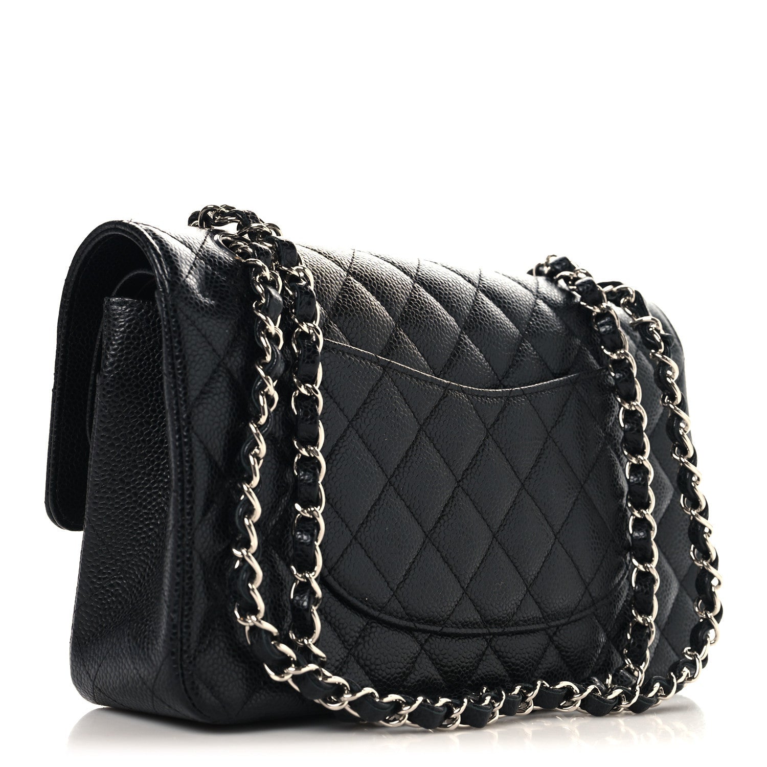 Caviar Quilted Medium Double Flap Black