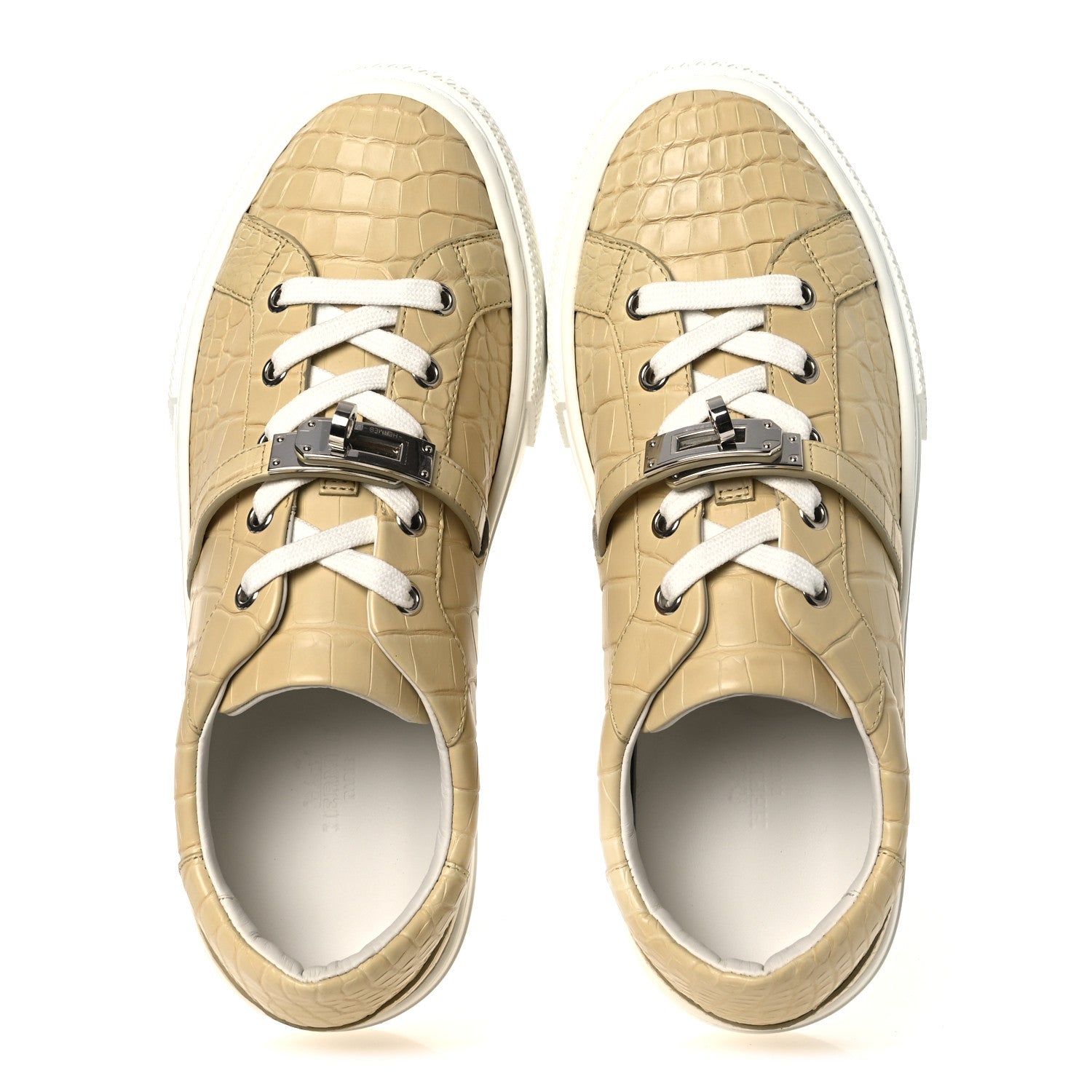 Matte Niloticus Crocodile Day Sneakers 38 Beige
