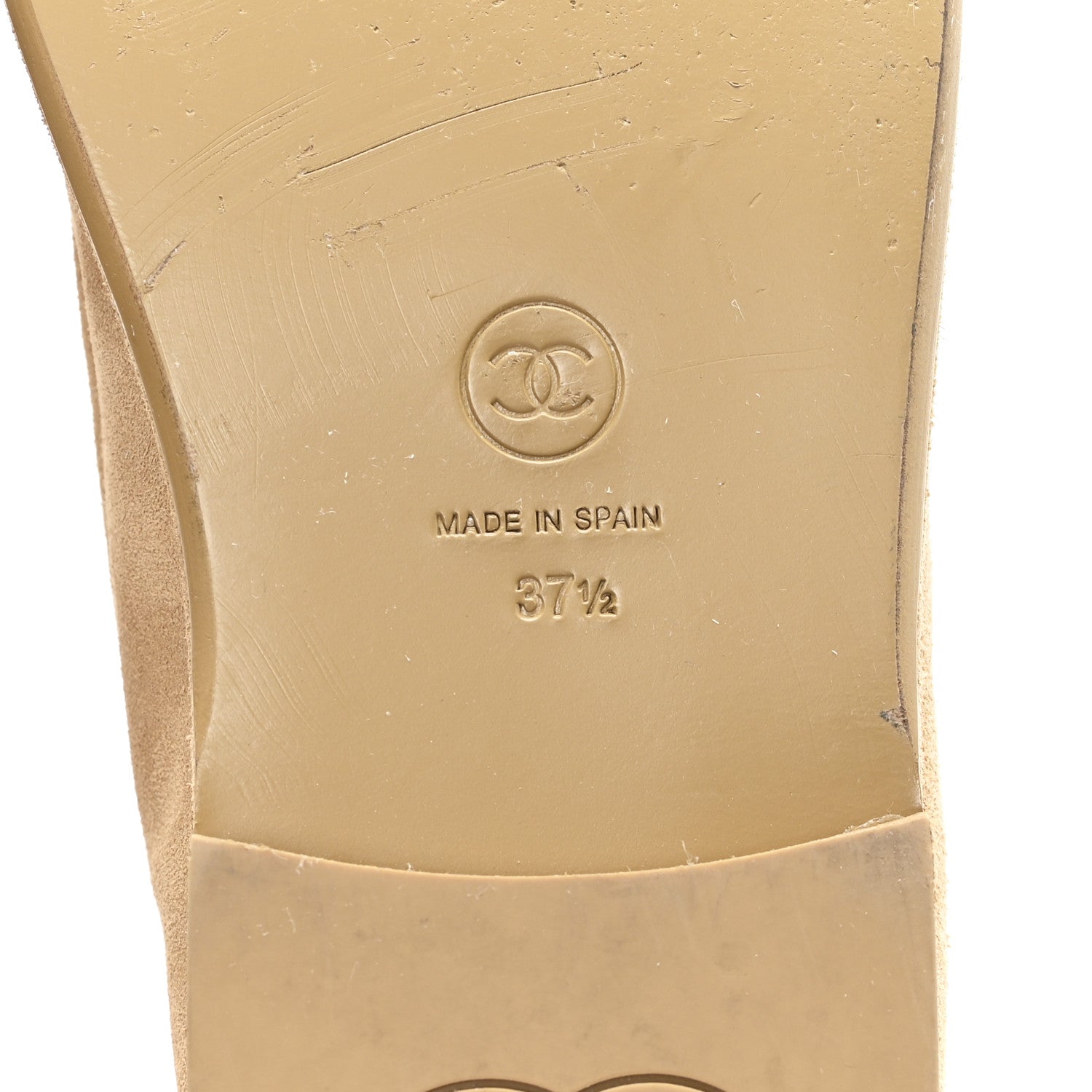 Suede Calfskin CC Loafers 37.5 Dark Beige