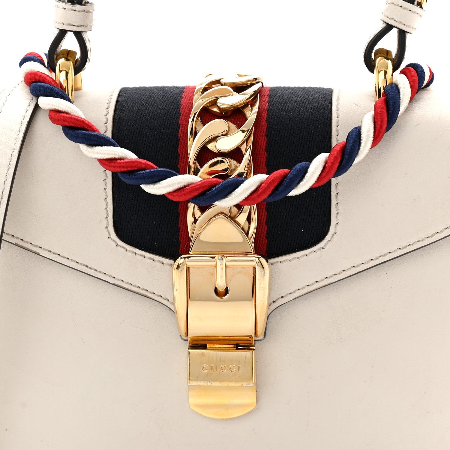 Calfskin Mini Sylvie Top Handle Bag White