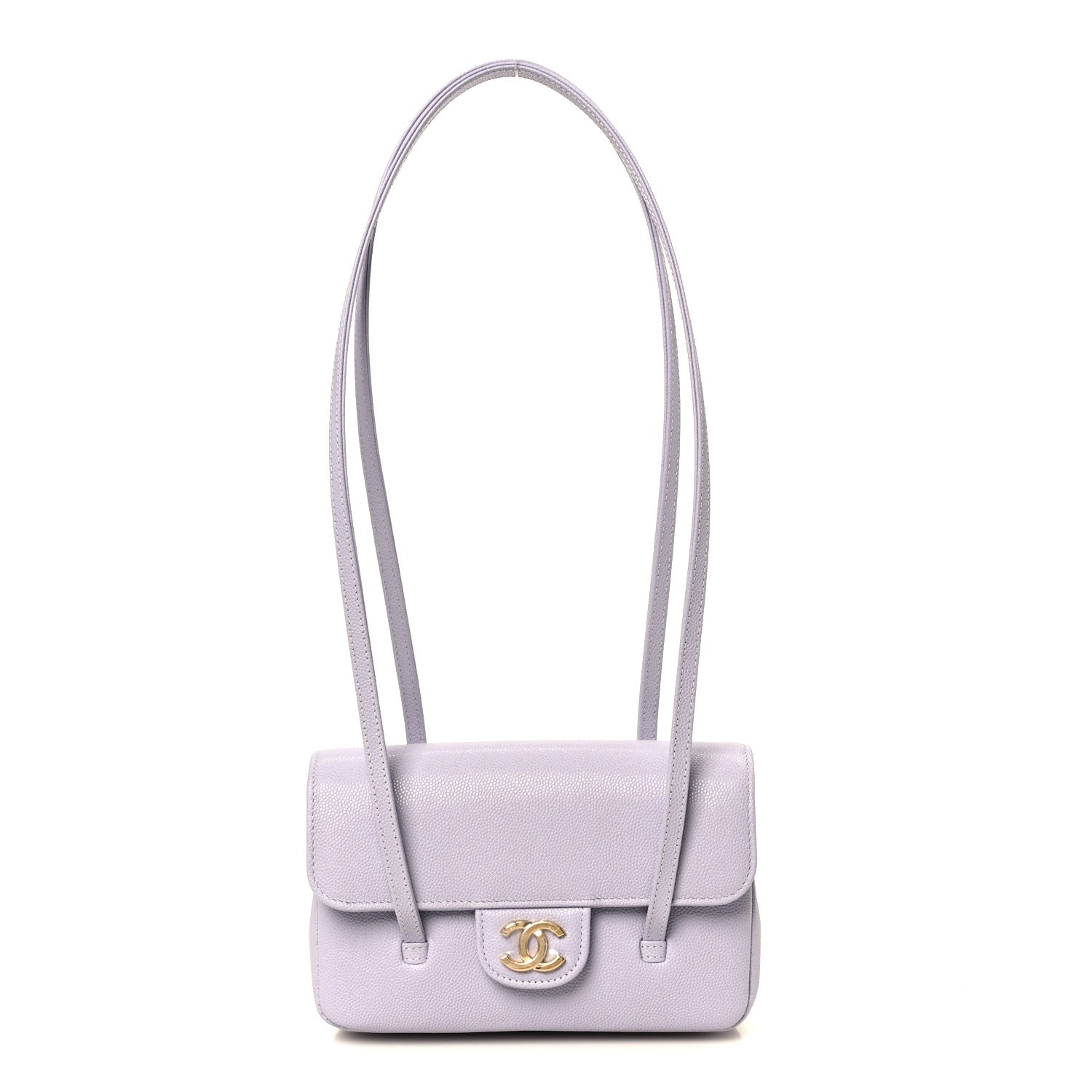 Shiny Caviar Mini Preppy Coco Shoulder Bag Purple