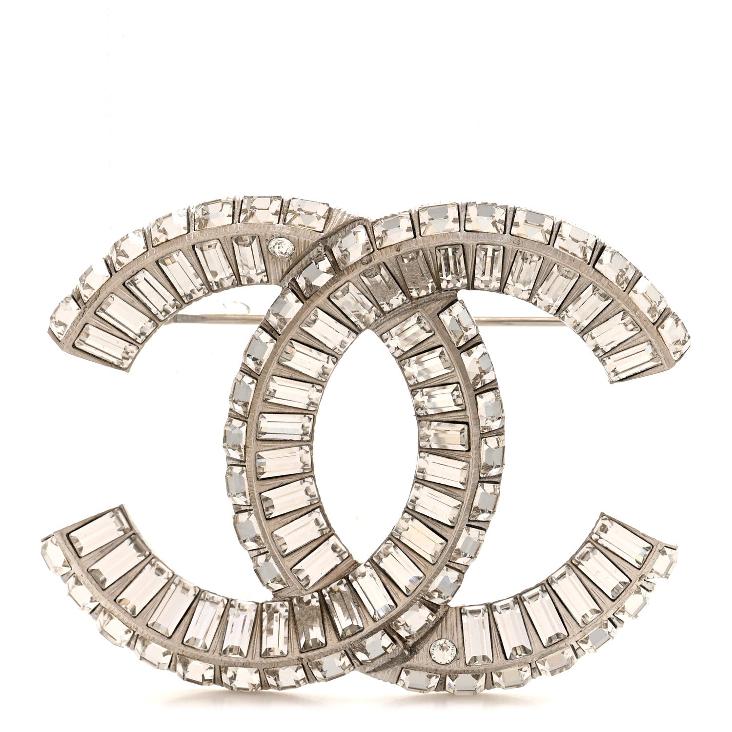 Baguette Crystal CC Brooch Silver