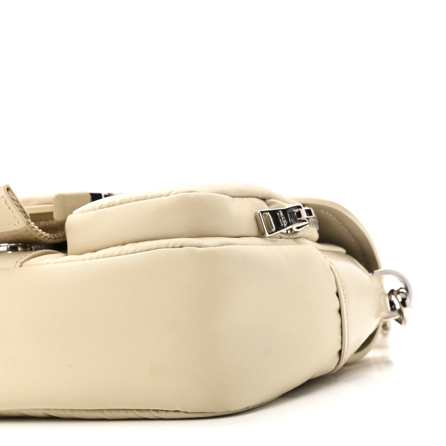 Re-Nylon Spazzolato Double Pocket Buckle Shoulder Bag Deserto