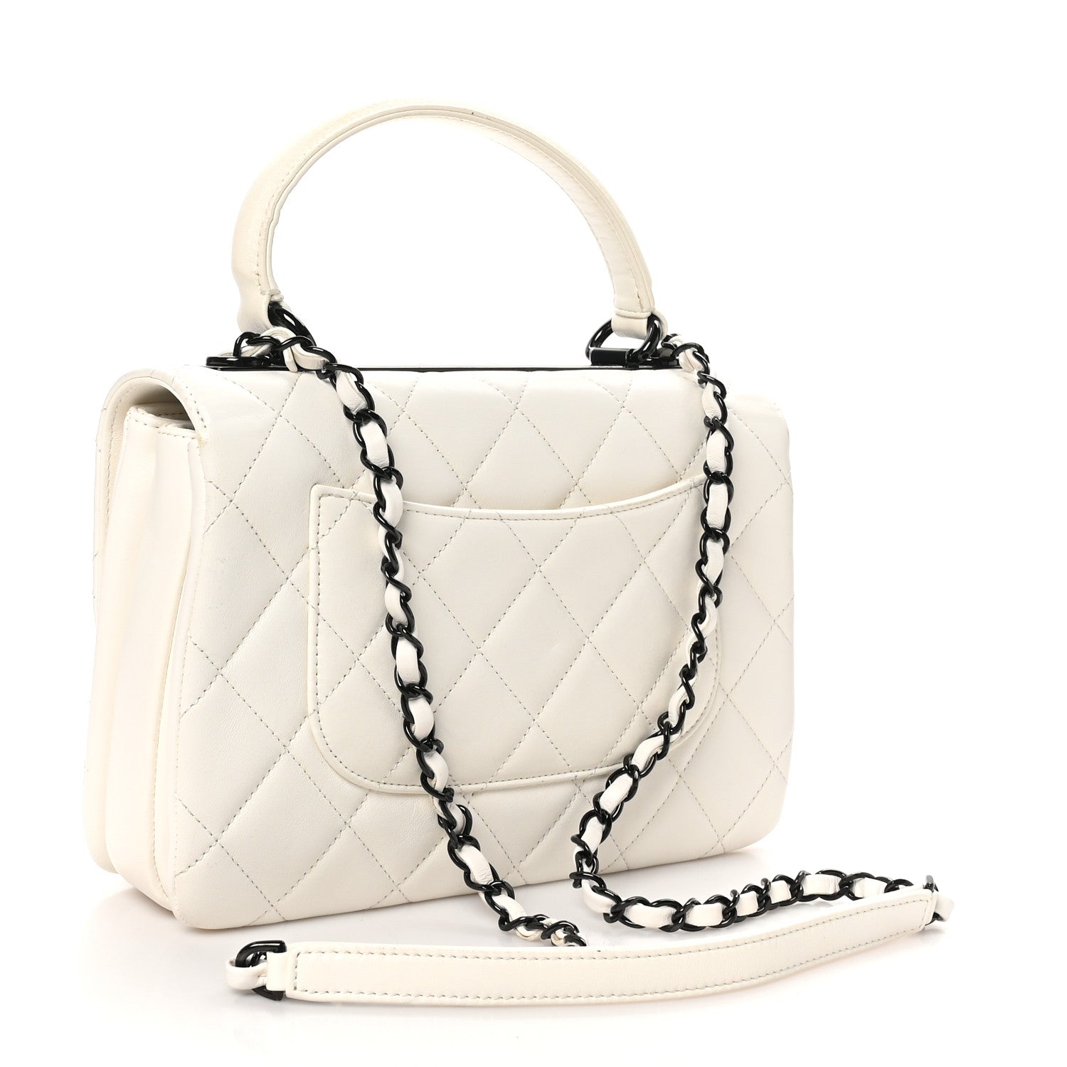 Lambskin Quilted Small Trendy CC Dual Handle Flap Bag White