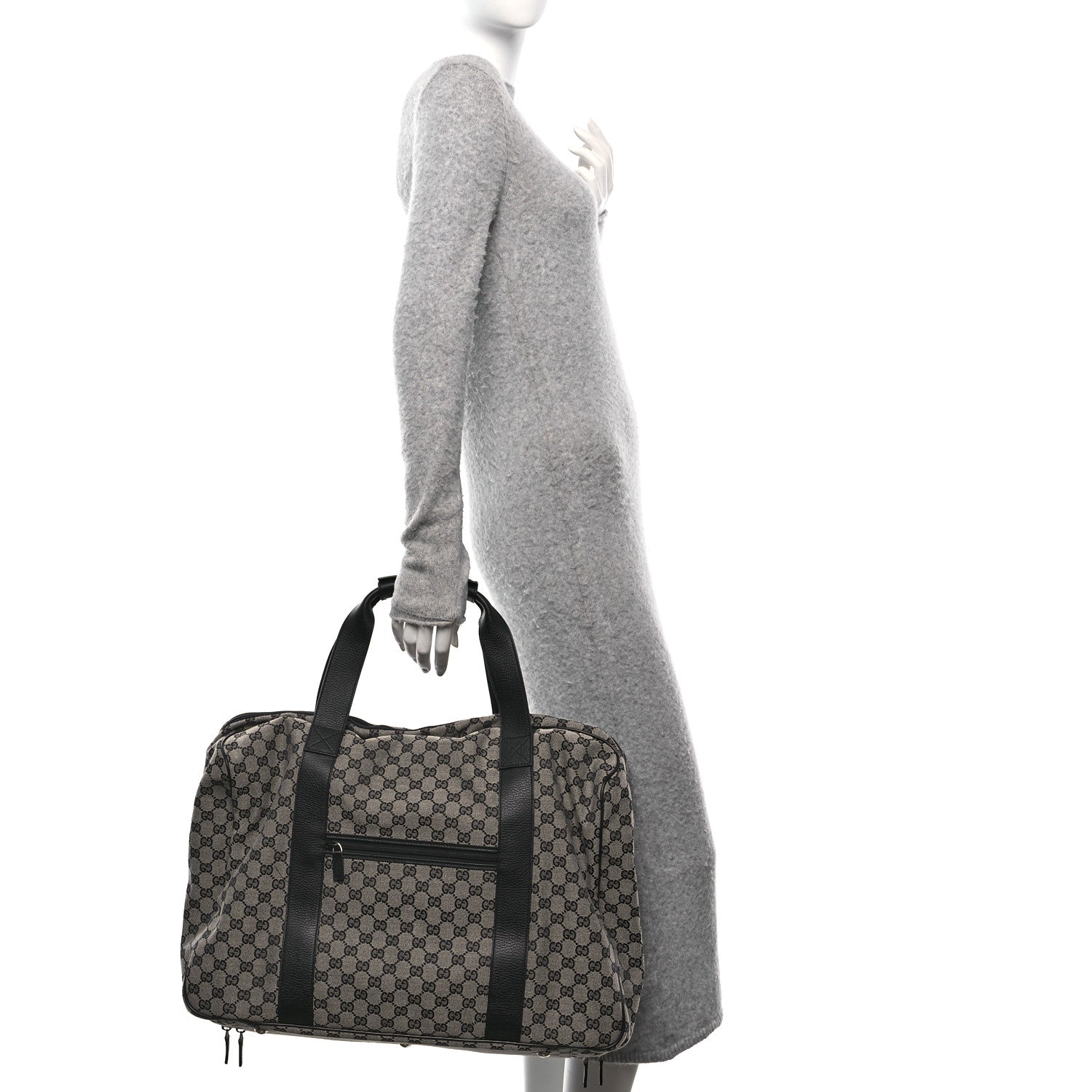 Monogram Textured Dollar Calfskin Suitcase Luggage Beige Black