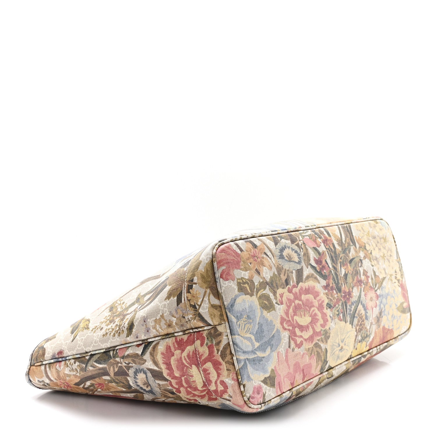 GG Supreme Monogram Water Flora Web Large Ophidia Tote Beige White Multicolor