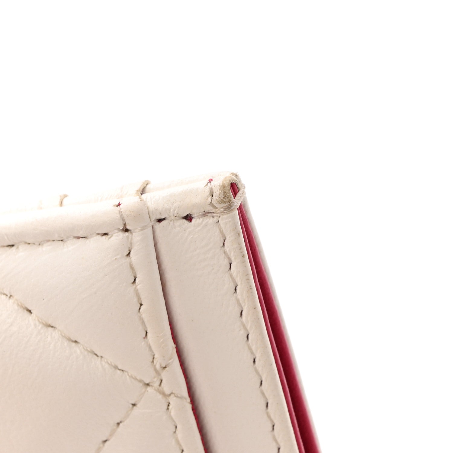 Lambskin Plexiglass Quilted Coco Love Card Holder White