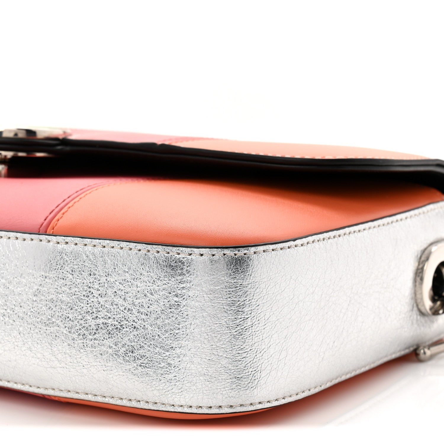 Senna Calfskin Petite GG Top Handle Shoulder Bag Mystic White Silver Multicolor