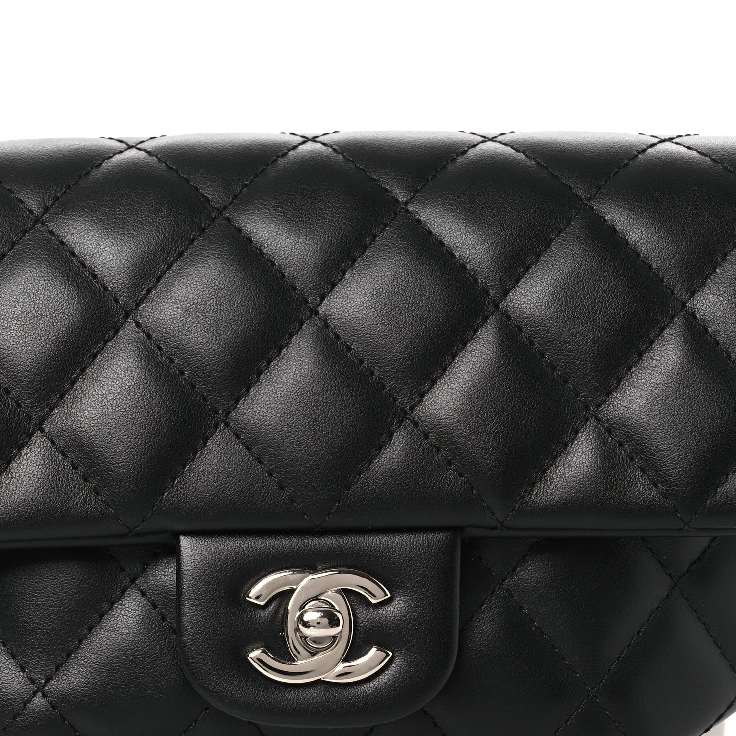 Calfskin Quilted CC Uniform Flap Belt Bag Black